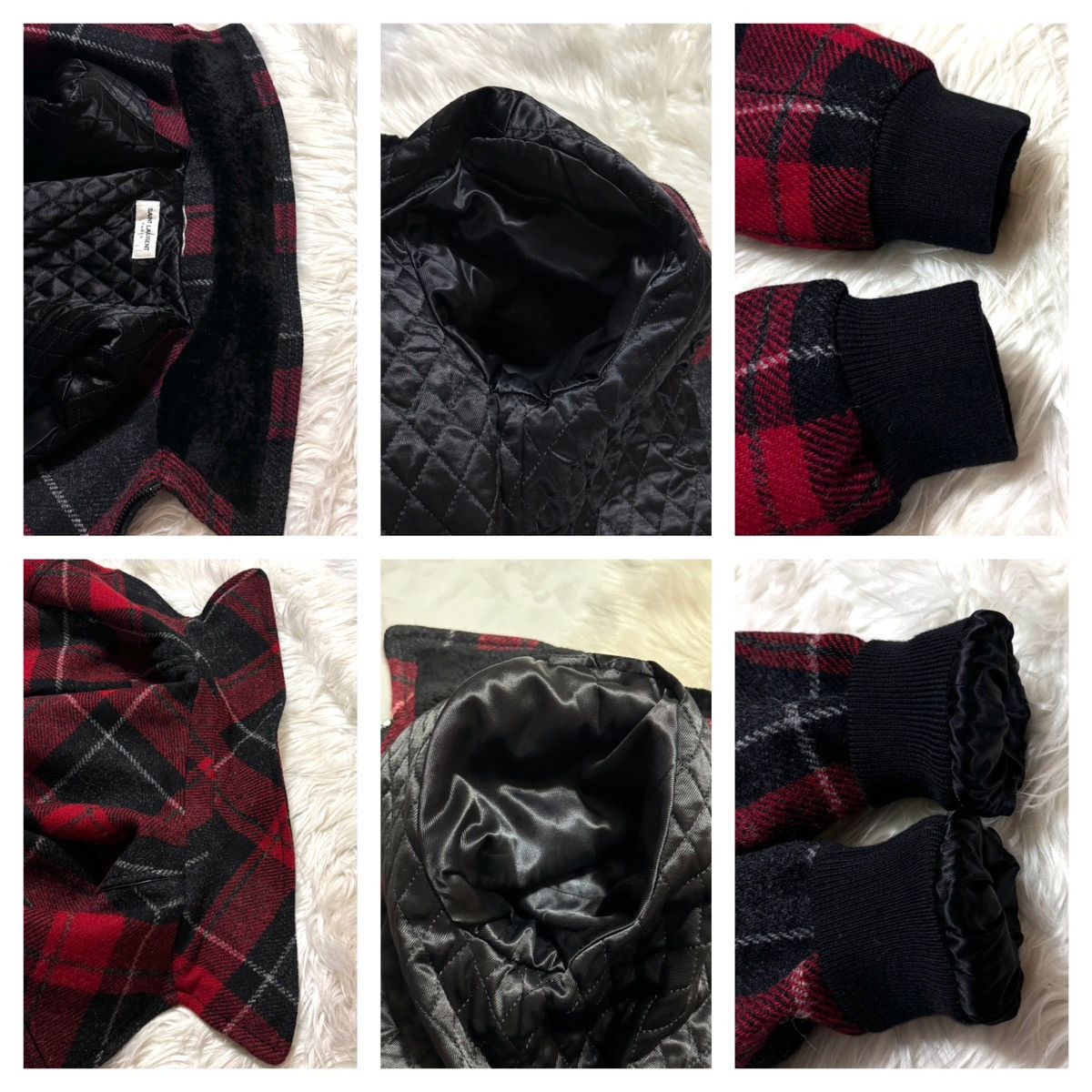 Saint Laurent Paris Saint Laurent Paris, fur collar, check pattern jacket Size US S / EU 44-46 / 1 - 3 Thumbnail