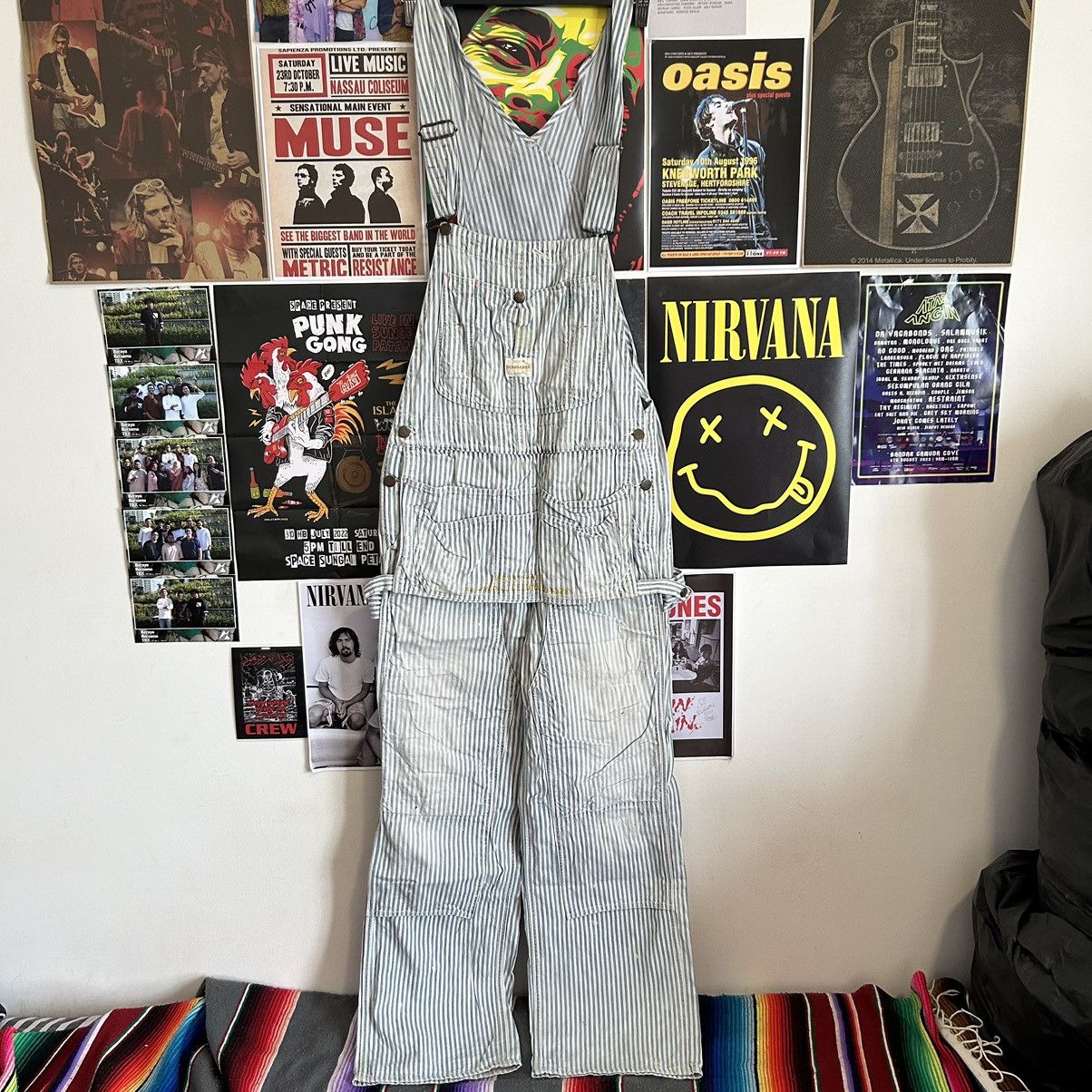 Vintage Vintage Denim & Dungaree Biker Stripe Overall Size US 36 / EU 52 - 2 Thumbnail