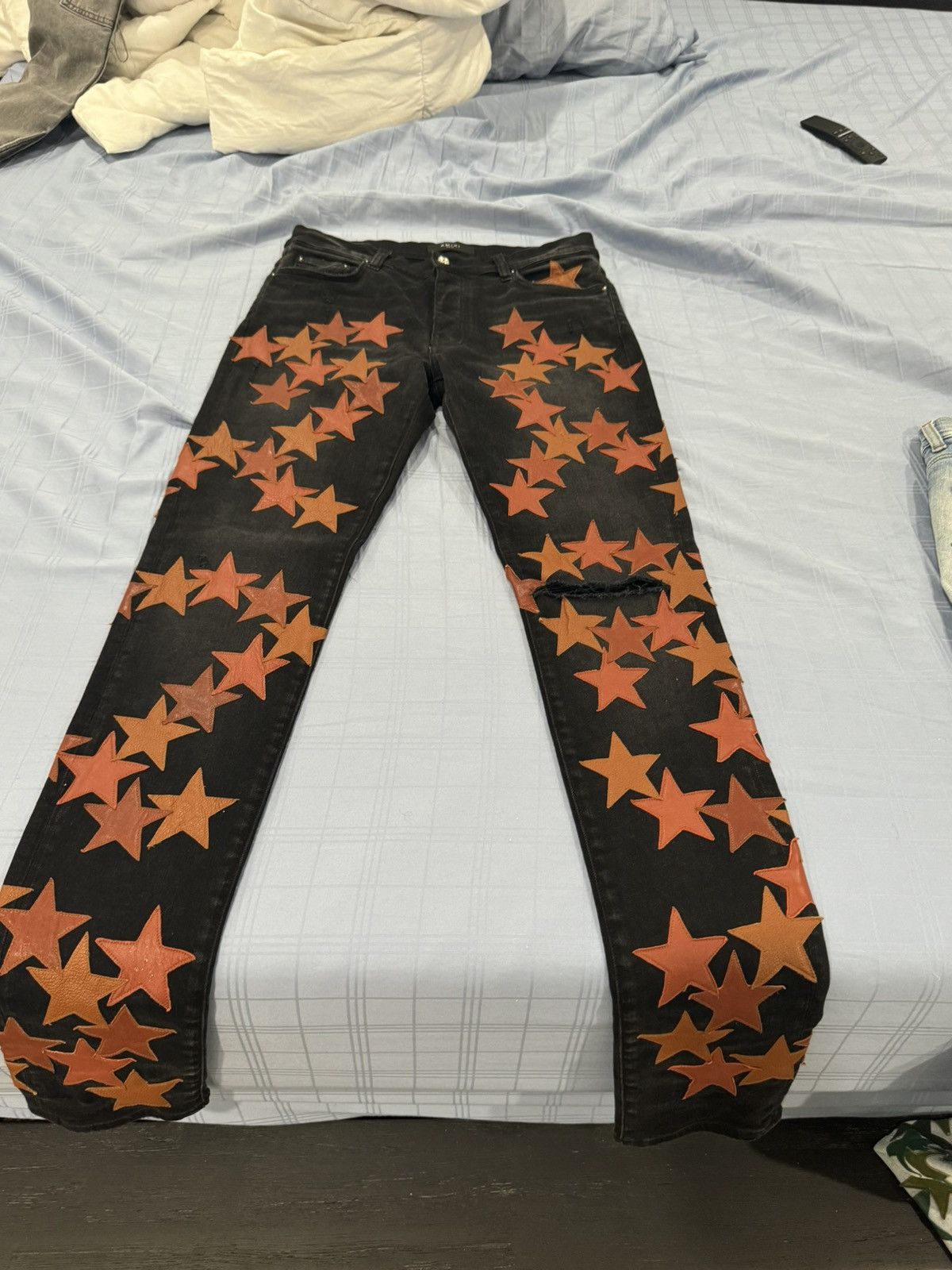 Amiri AMIRI Chemist Leather Stars Jean Orange / Black size 32 Size US 32 / EU 48 - 1 Thumbnail