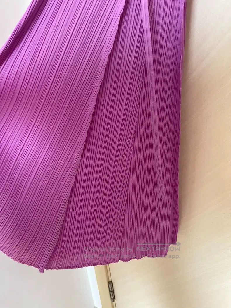 Issey Miyake Issey Miyake Purple V-Neck Dress Size L / US 10 / IT 46 - 3 Thumbnail