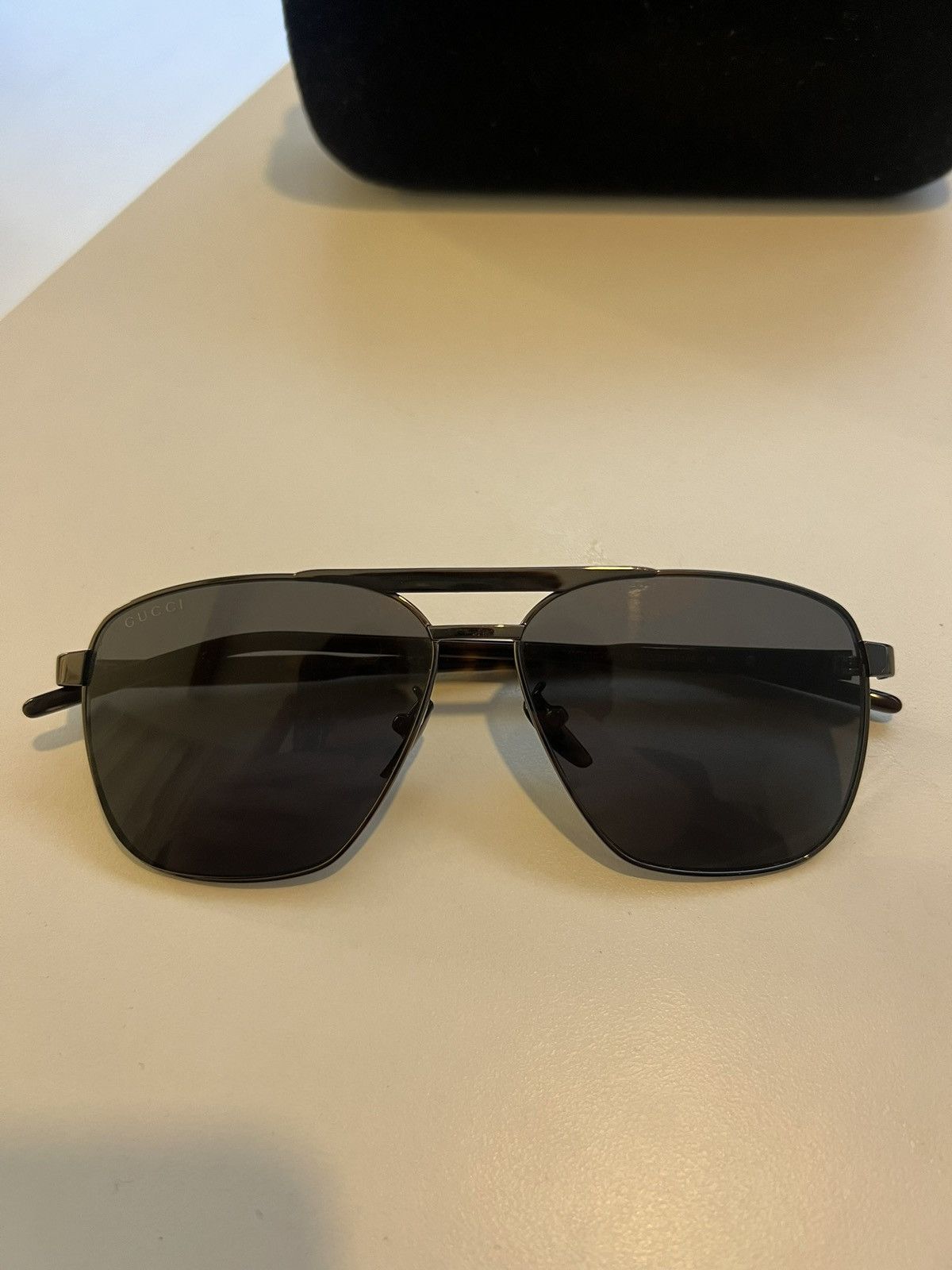 Gucci Gucci Men’s Sunglasses Black Lenses Brown Brim Size ONE SIZE - 4 Thumbnail