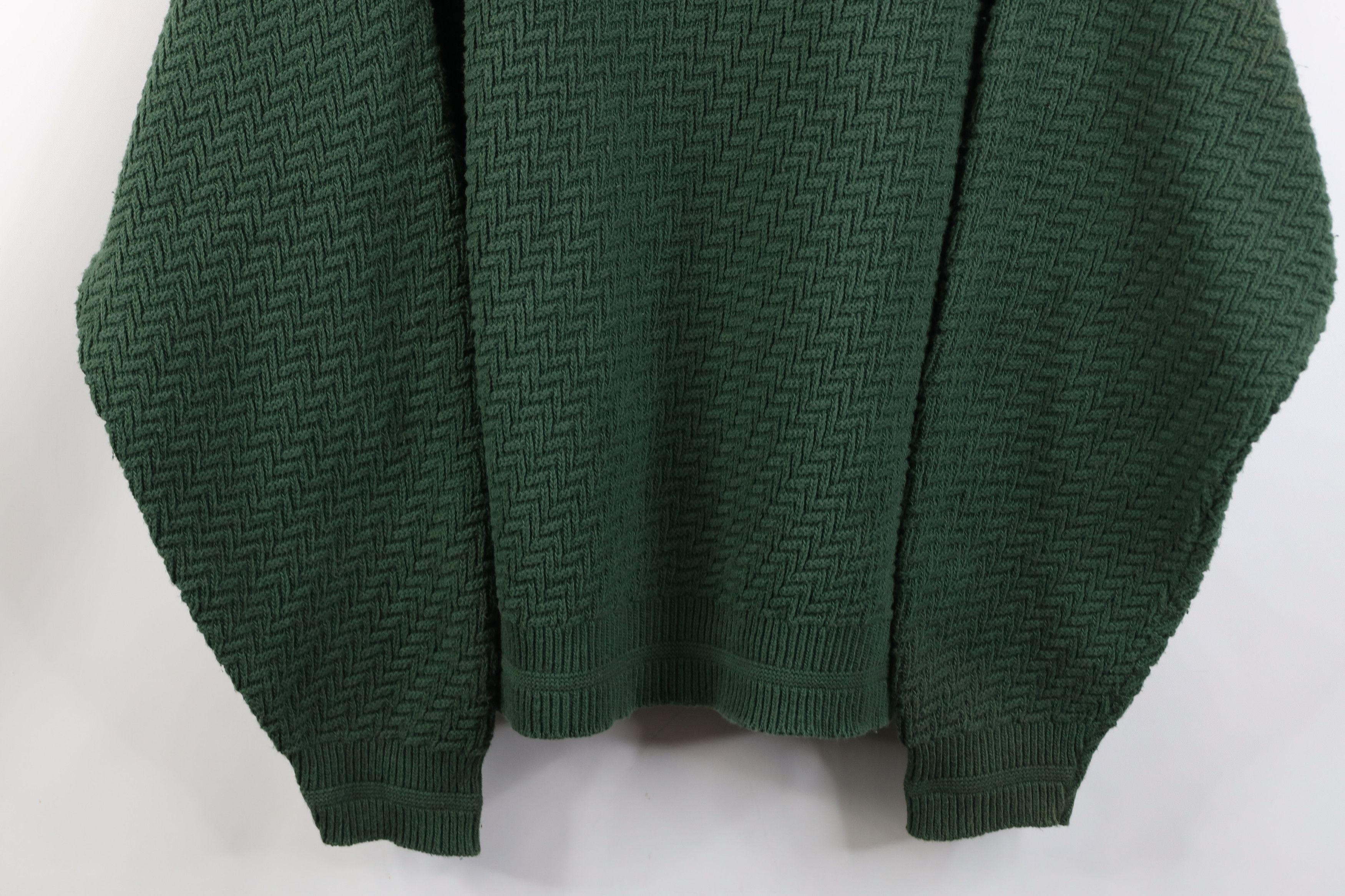 Vintage Vintage 90s Streetwear Cotton Zig Zag Knit Sweater Green USA Size US L / EU 52-54 / 3 - 3 Thumbnail