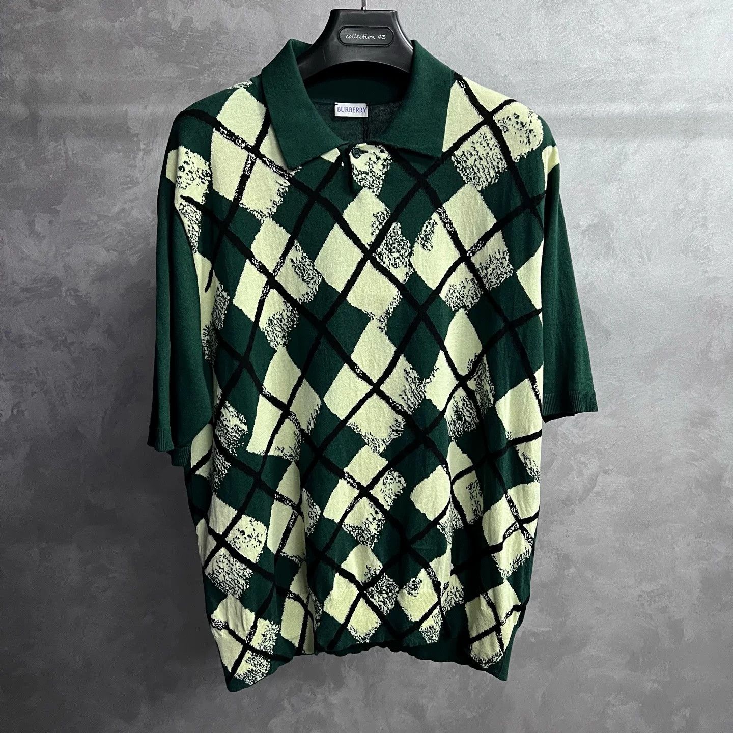 Burberry Burberry Green Argyle Knit Polo Size US XXS / EU 40 - 1 Preview