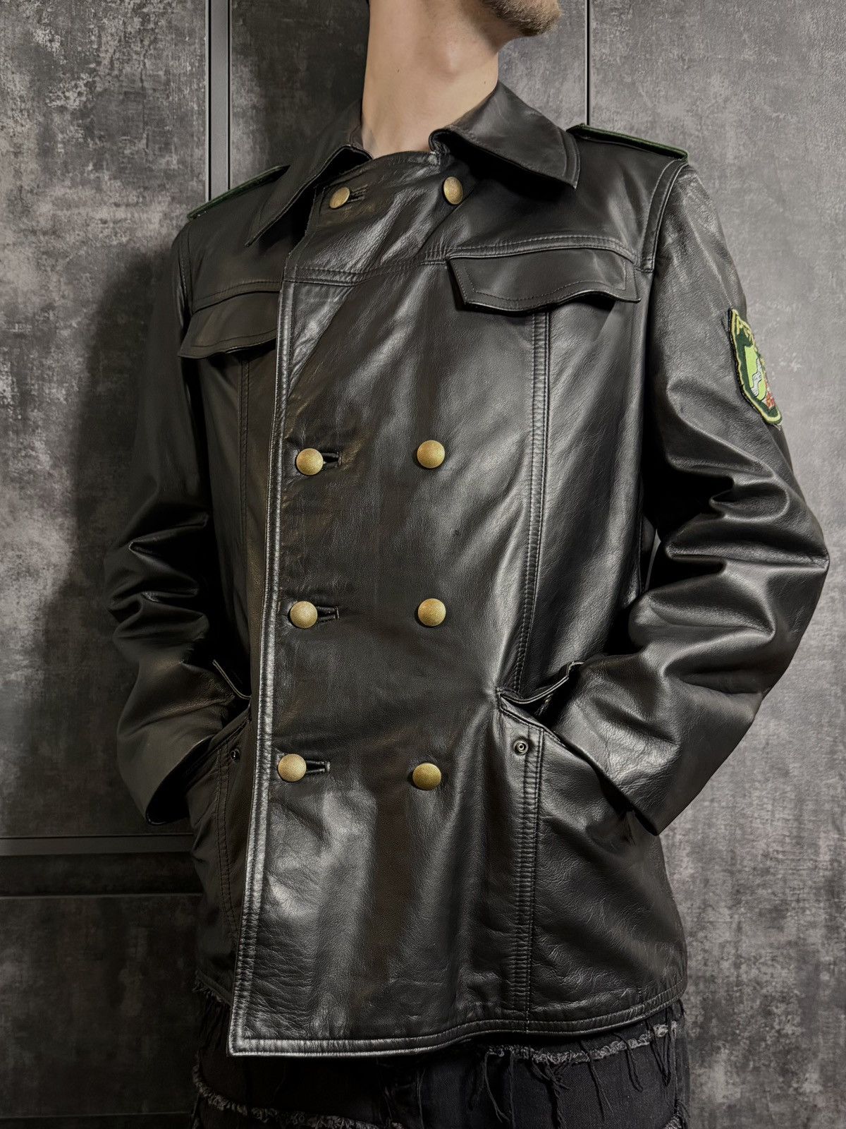 Vintage Crazy Vintage 80s Polizei Leather Jacket Schott Hussar Raf Size US L / EU 52-54 / 3 - 2 Thumbnail