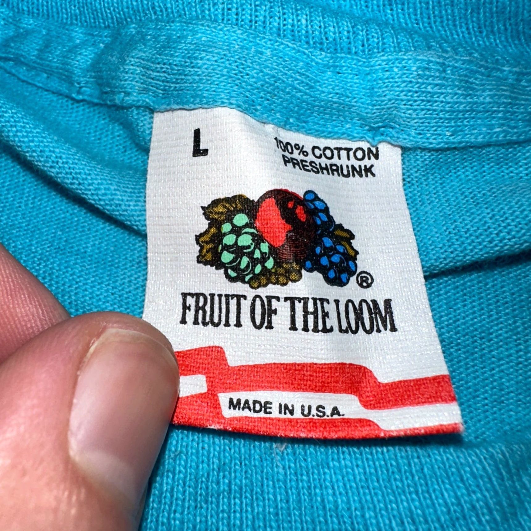 Fruit Of The Loom VINTAGE Fruit of the Loom T-Shirt USA Blue 90s Graphic Crew Neck Short Sleeve Men L Size US L / EU 52-54 / 3 - 3 Thumbnail