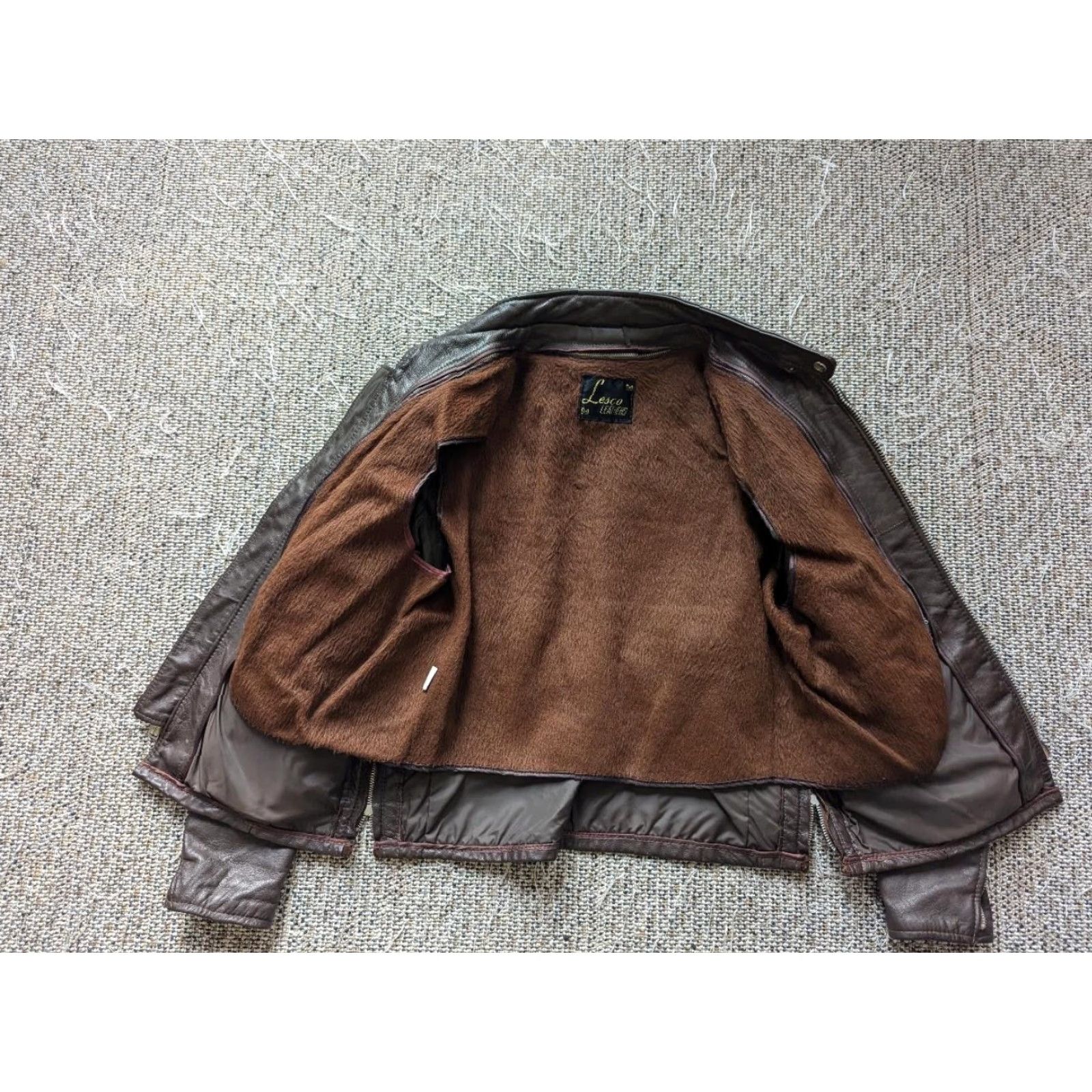 Vintage VINTAGE Lesco Leather Motorcycle Jacket - 40 Chest, Brown - Lined Cafe Racer, 1970s, Men’s size M Size US M / EU 48-50 / 2 - 5 Thumbnail