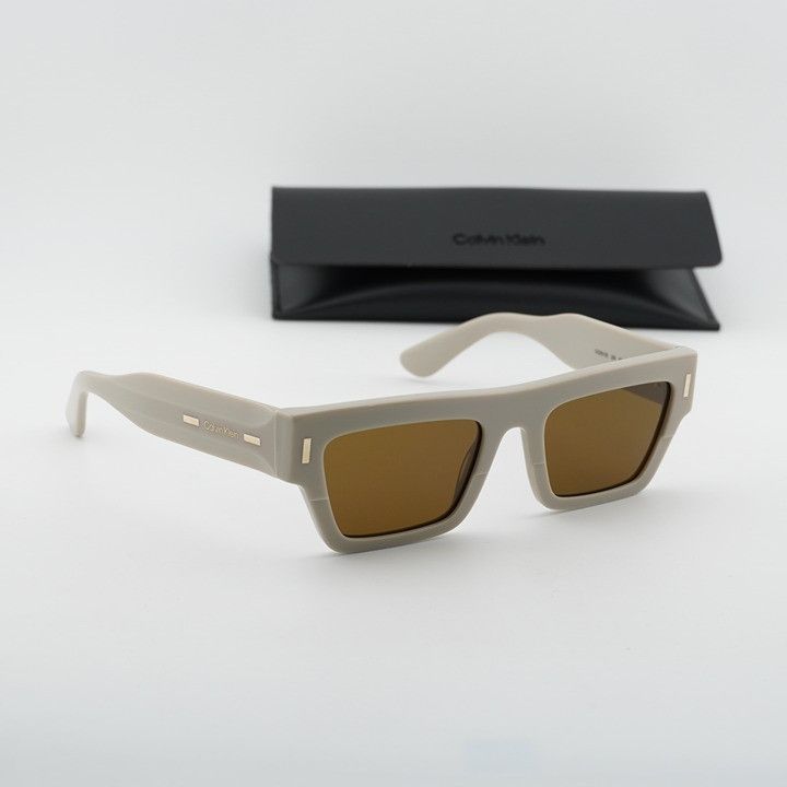 Calvin Klein Calvin Klein CK25510S 209 Unisex Sunglasses Beige Rectangle Size ONE SIZE - 10 Thumbnail