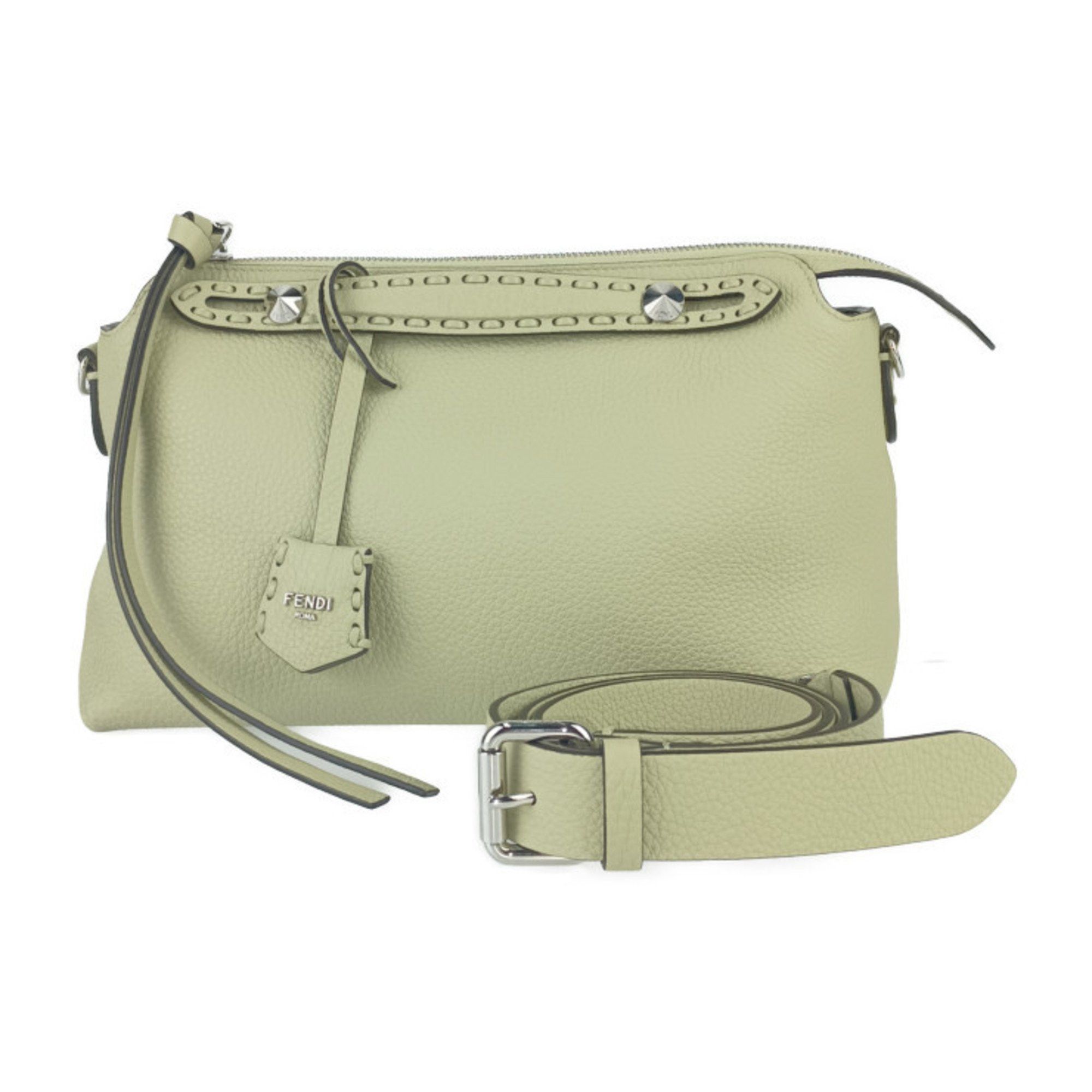 Fendi Handbag By The Way Selleria Medium 8Bl155 Asu2F1Gmk Sage Green Calf Leather Women's Shoulder Bag Mini Boston