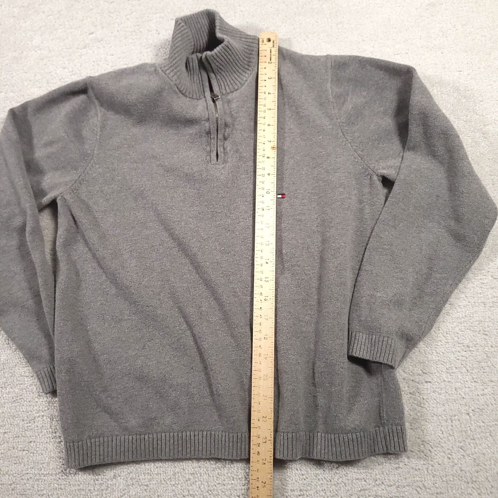 Tommy Hilfiger Tommy Hilfiger 1/4 Zip Long Sleeve Sweater Mens Small Gray Flag Logo Casual Mock Size US S / EU 44-46 / 1 - 5 Thumbnail