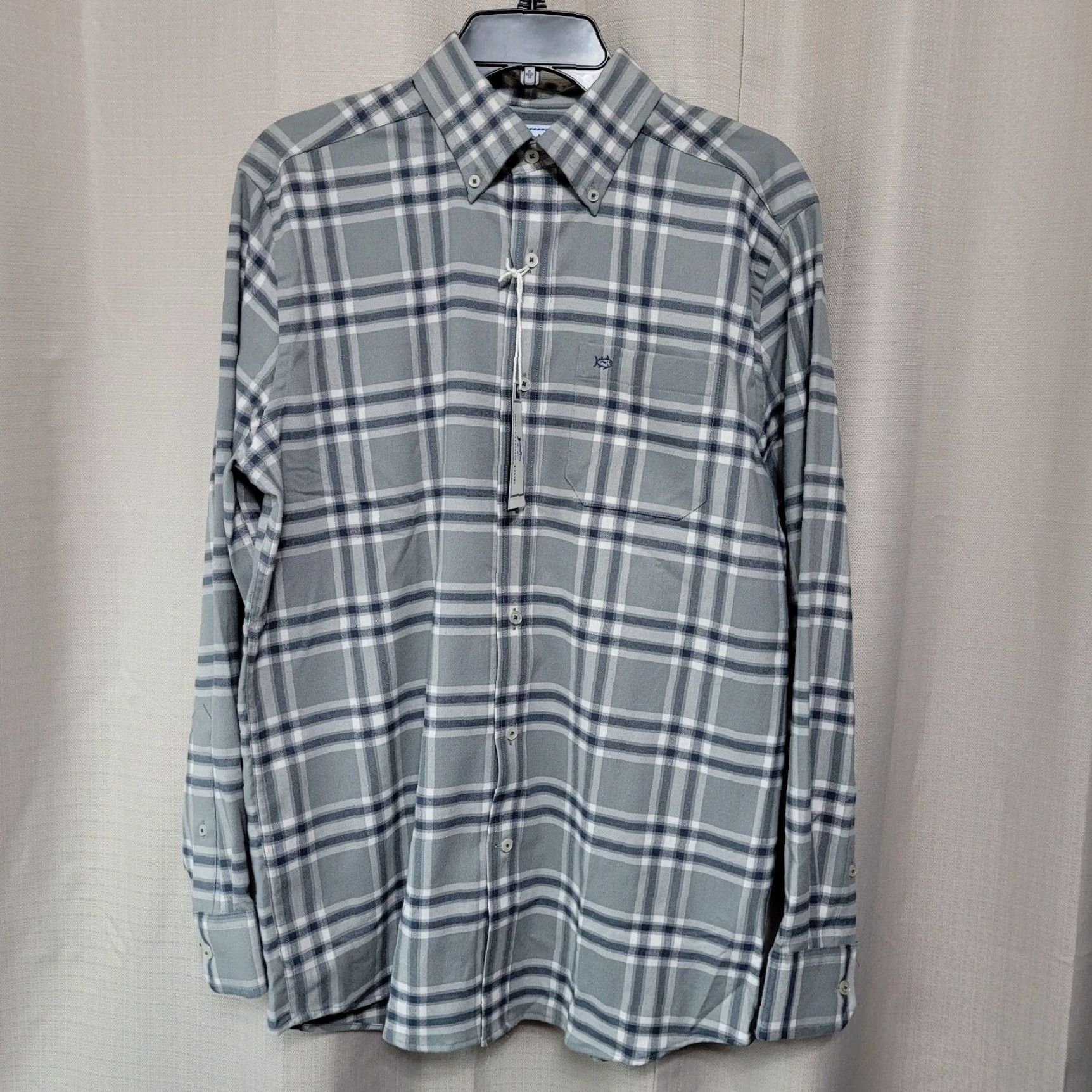 Southern Tide Sport Shirt Men's Size S Plaid Intercoastal Char Steel Gray NWT