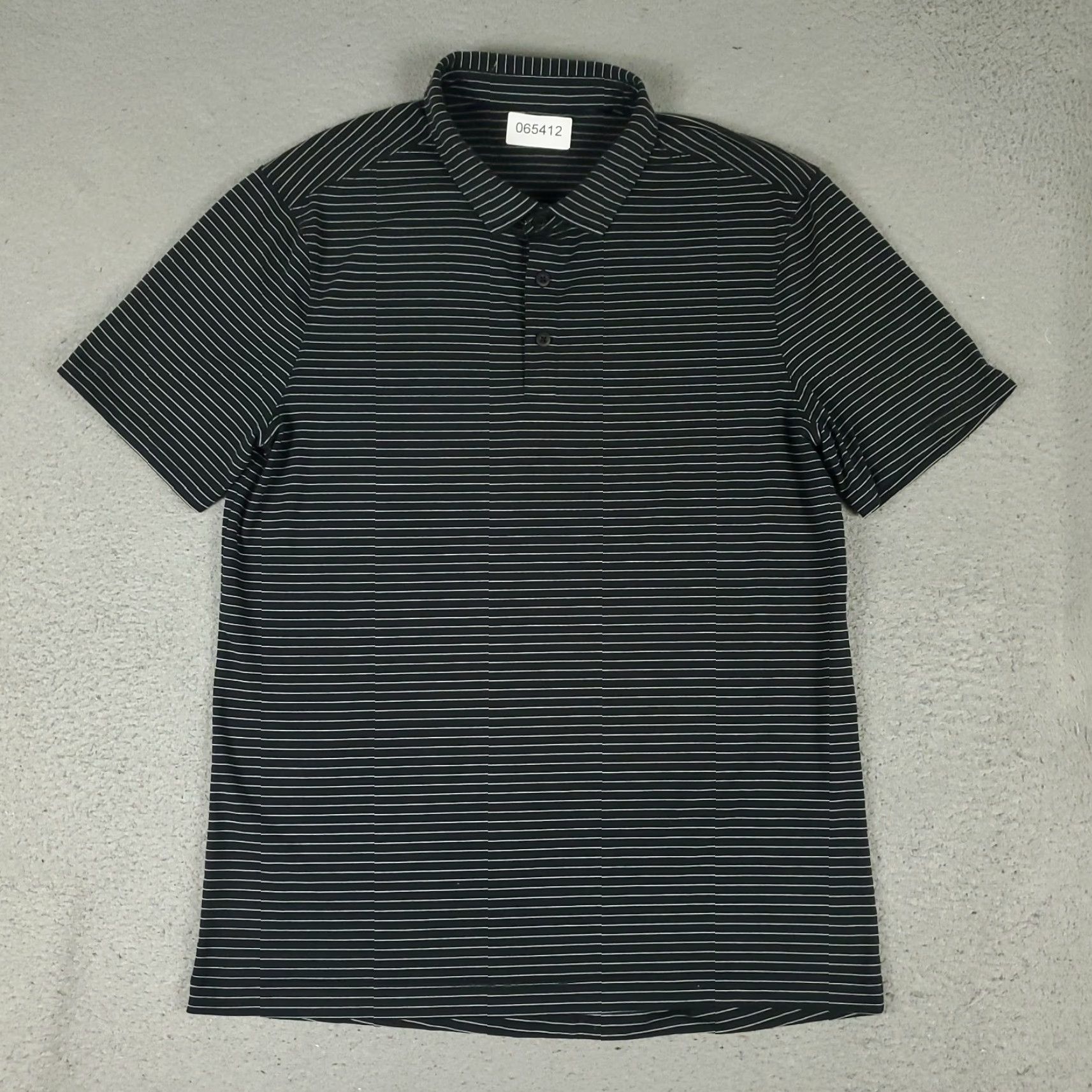 Lululemon Lululemon Polo Shirt Mens Medium Black Gray Striped Active Golf Short Sleeve Size US M / EU 48-50 / 2 - 2 Thumbnail