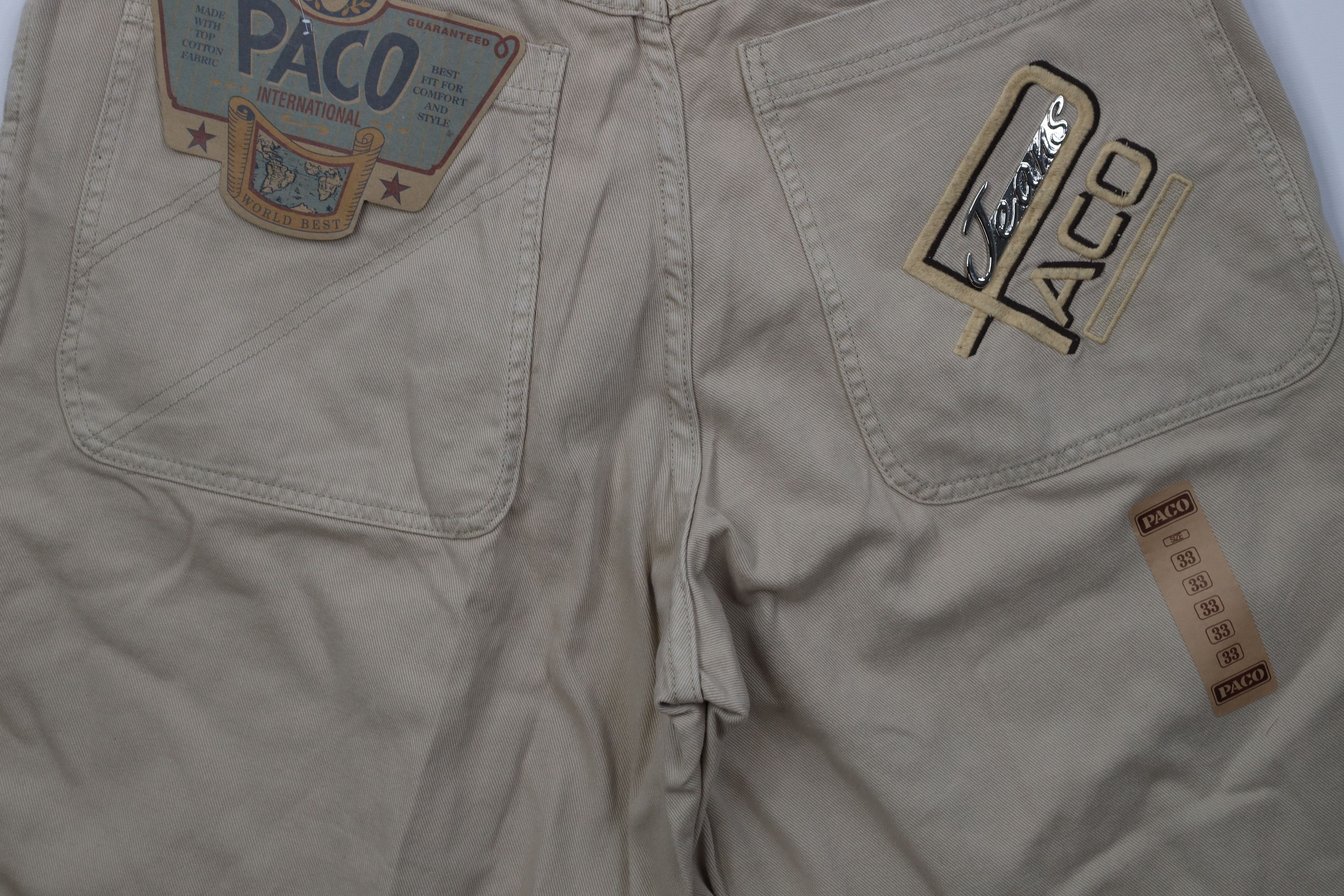 Vintage Deadstock Vintage 90s Paco Hip Hop Denim Jean Shorts Tan Size US 33 - 11 Thumbnail