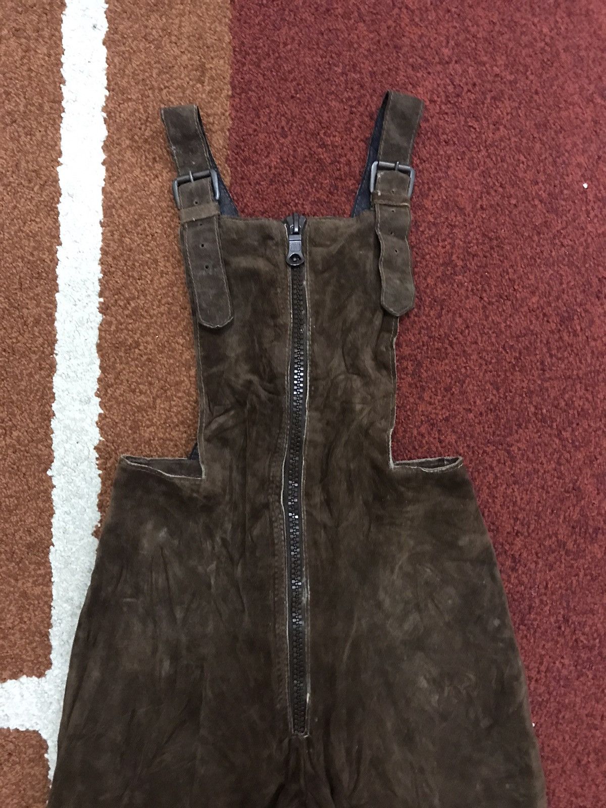 Leather × Vintage AICAD Suede Leather Workwear Jumpsuit Size 23" - 2 Thumbnail