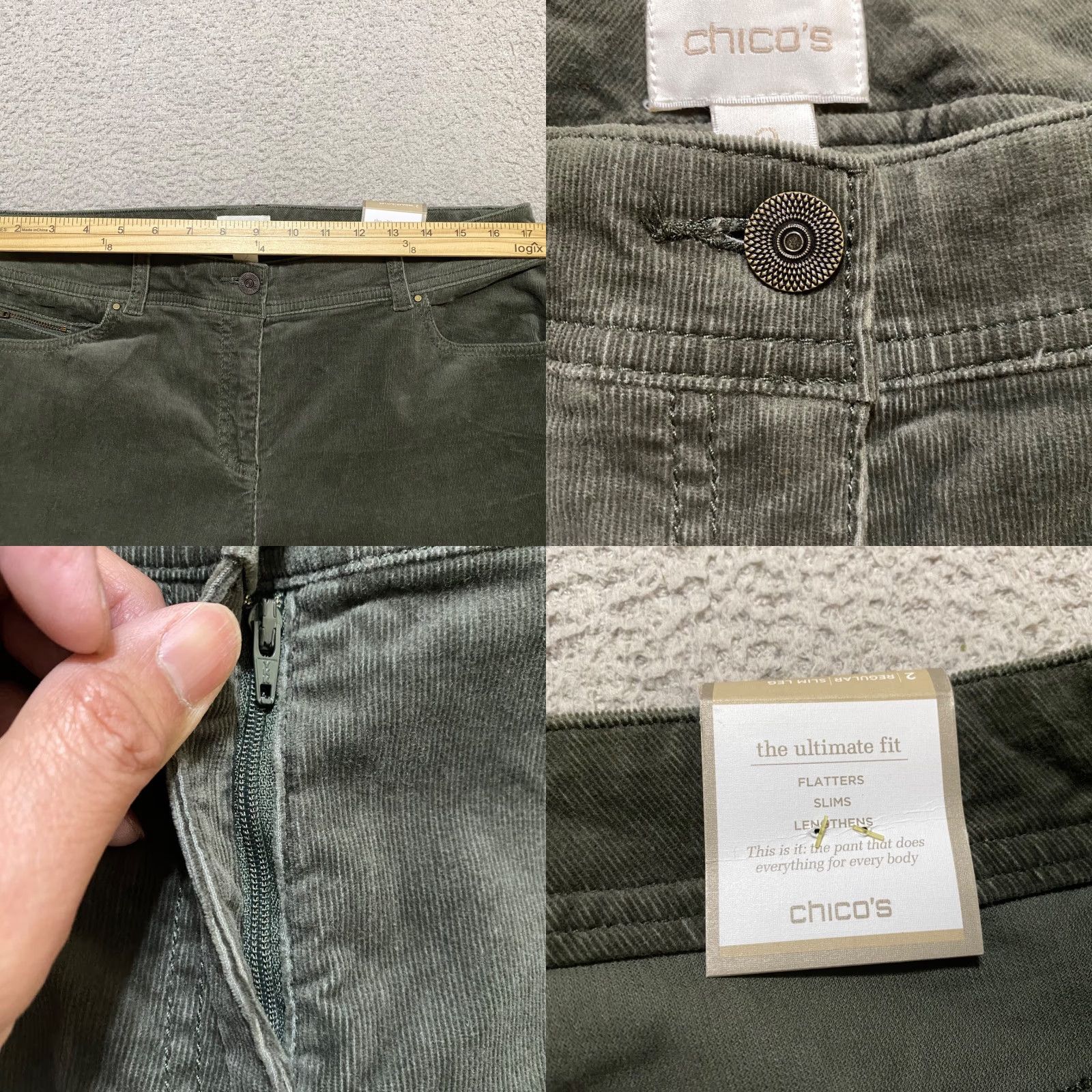 Vintage Chicos Jeans Green Corduroy Straight High Rise 12 Regular Women's NWT Jeans Boys Girls Mens Size 34" / US 12 / IT 48 - 8 Thumbnail