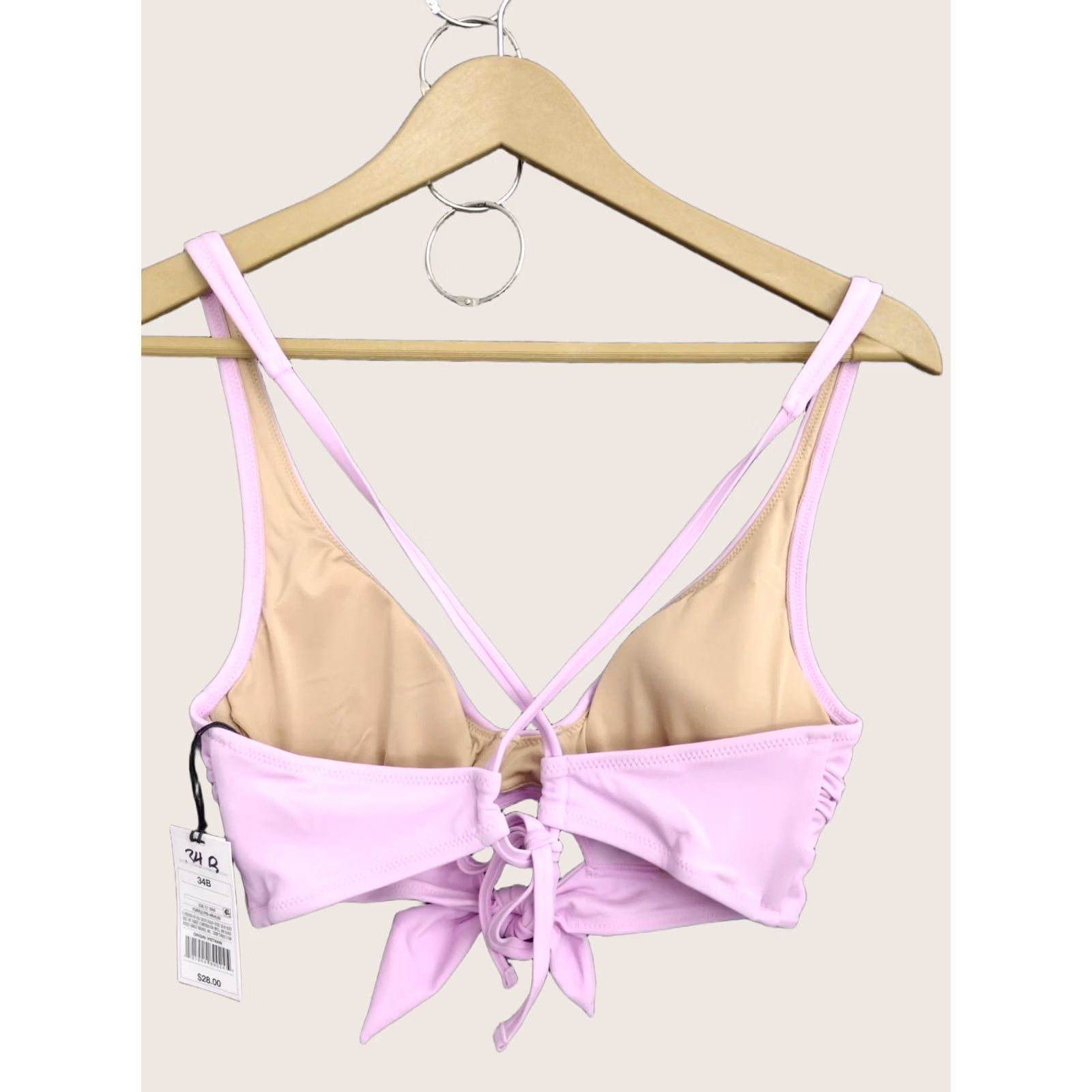Vintage Shade & Shore Purple Front Tie Keyhole Spaghetti Bikini Top Padded 34B Womens Adult Swimsuit Top Size XXS / US 00 / IT 34 - 1 Thumbnail