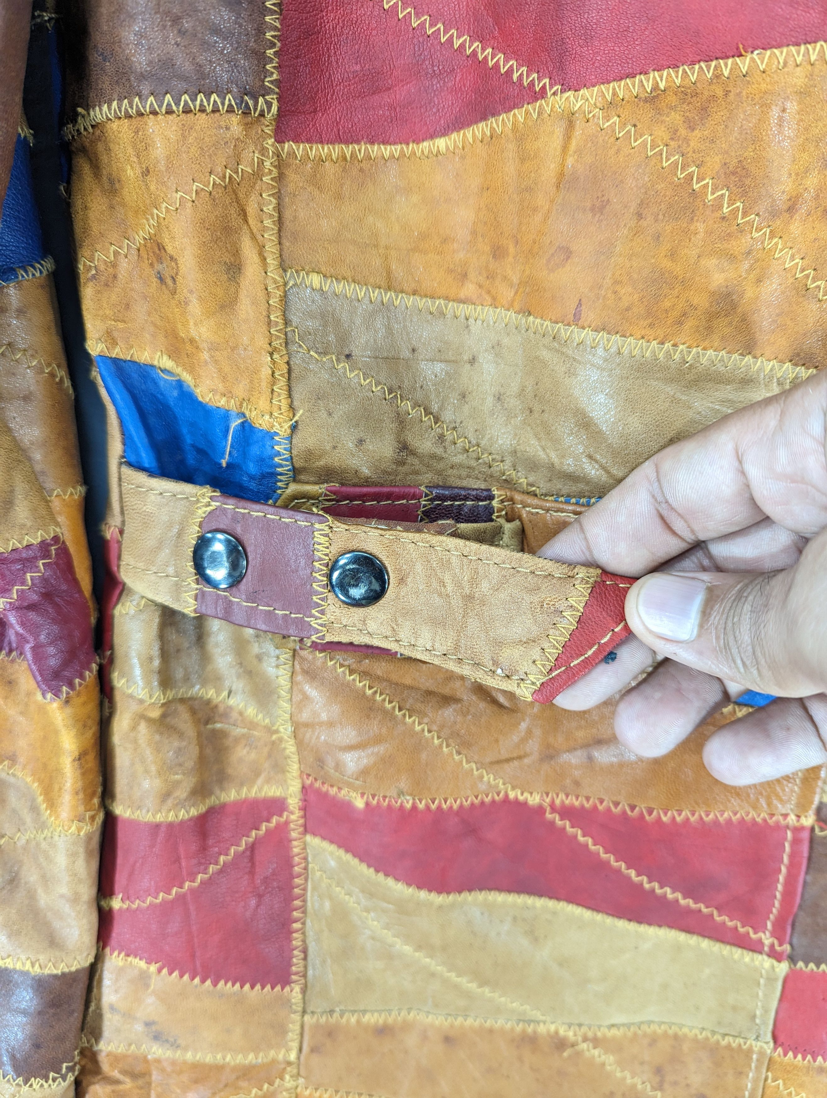 Vintage 🔥RARE🔥Vintage Unbrand Patchwork Leather Jacket Size XS / US 0-2 / IT 36-38 - 19 Thumbnail