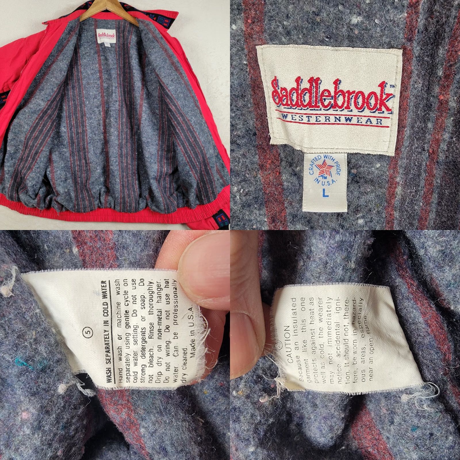 Vintage VINTAGE Saddlebrook Western Work Wear Red Blanket Lined Bomber Jacket Size Large Men Regular L Jacket Red Western 1940s 1950s 60s 70s Size US L / EU 52-54 / 3 - 11 Thumbnail