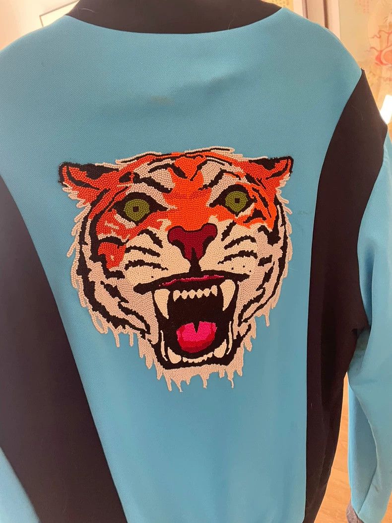 Gucci Tiger Embroidered Contrast Sport Jacket