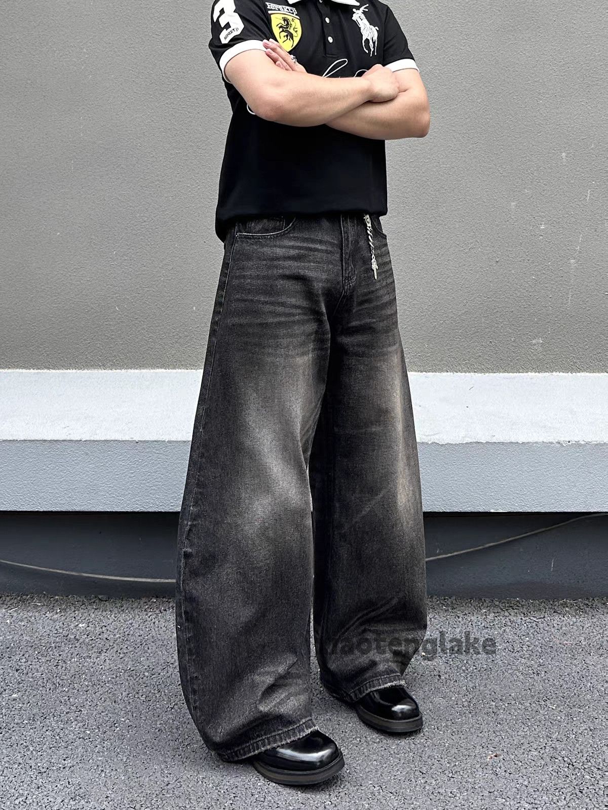 zx faded distressed wide Leg opium hiphop jeans