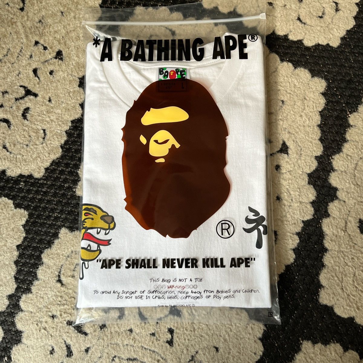 image of Bape Souvenir Graphic Tee in White, Men's (Size Large)