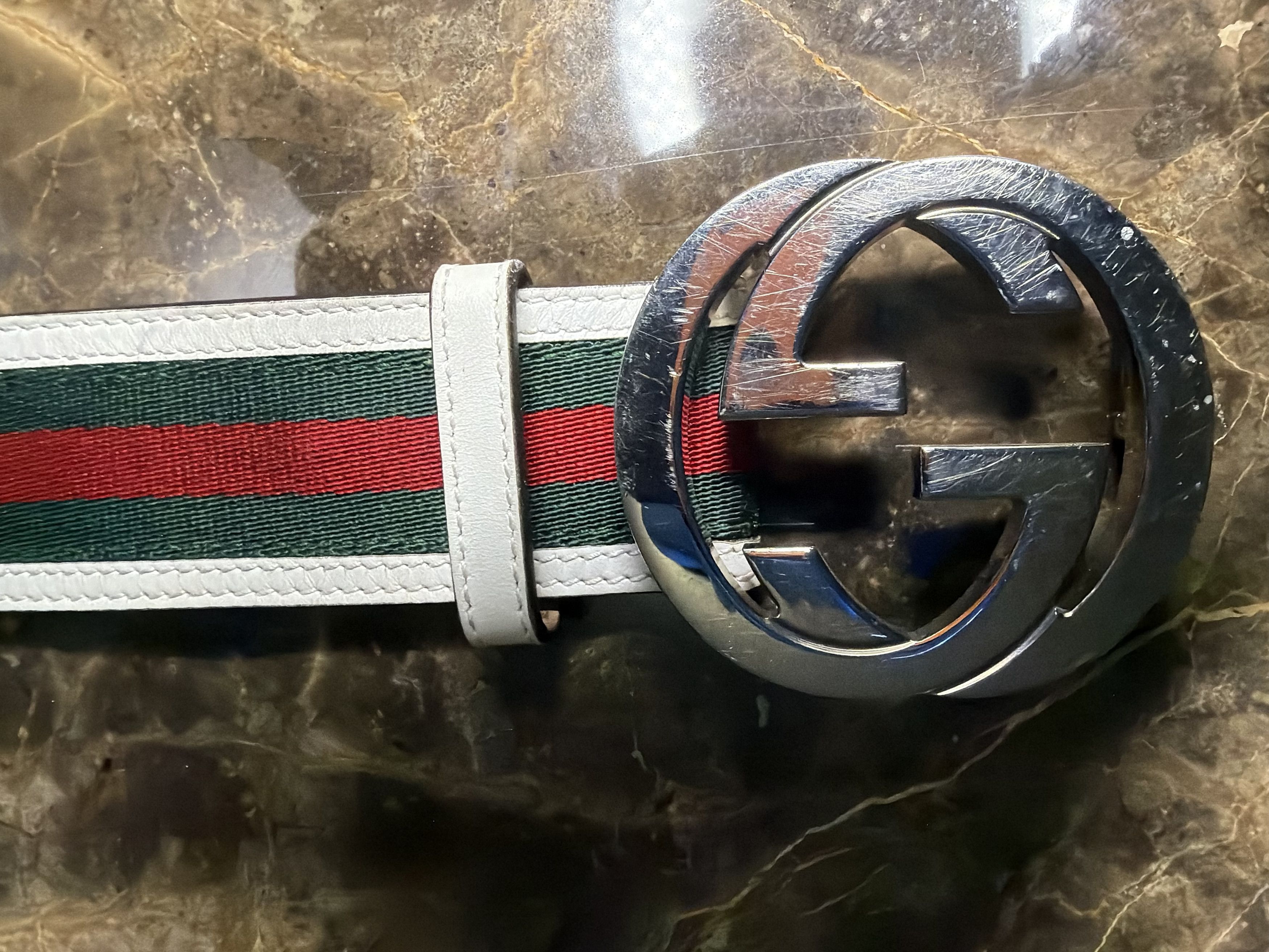 Gucci Gucci Interlocking G Belt, Stripes: White/Red/Green Size 36 - 8 Thumbnail