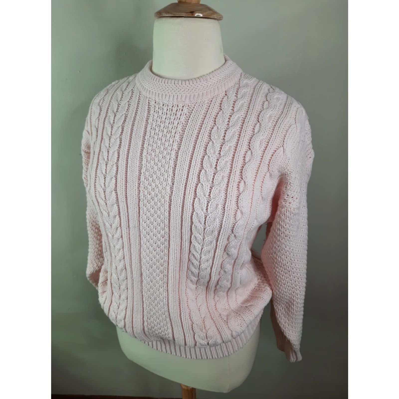 Vintage VINTAGE S3C Sweater Cable Knit Women's XL Pastel Pink Long Sleeve Pullover Kimt? Size XL / US 12-14 / IT 48-50 - 6 Thumbnail