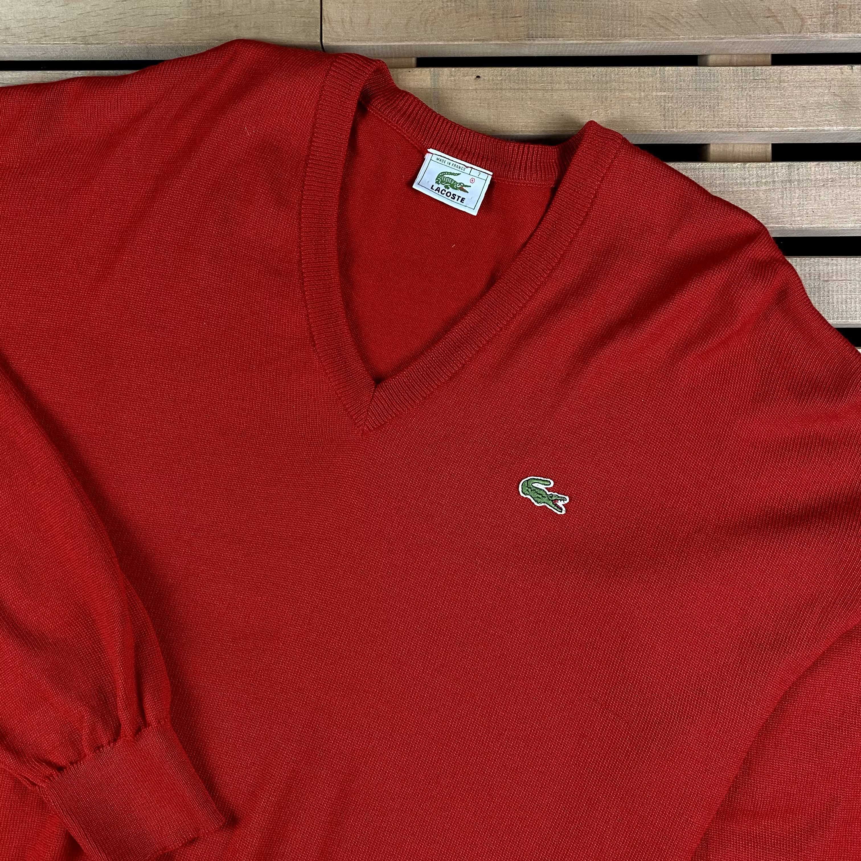 Lacoste × Vintage Mens Sweater V-Neck Lacoste Vintage Size 7 Size US XL / EU 56 / 4 - 2 Thumbnail