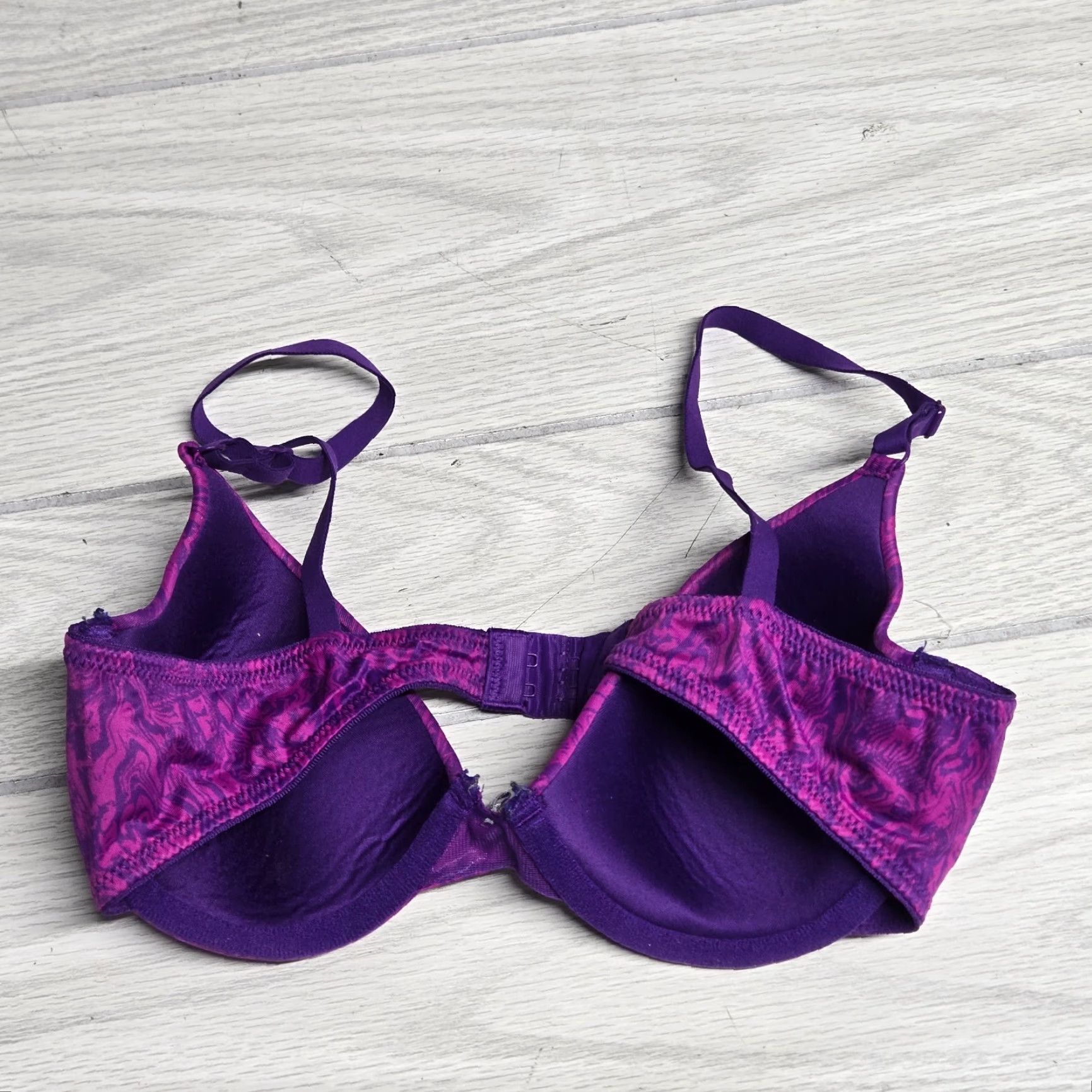 Vintage Maidenform Purple Bra 34B Women's Adult Adjustable Strap Back Closure Lightly Lined Full Coverage Maidenform 34B Purple Women's Bra Size ONE SIZE - 2 Thumbnail