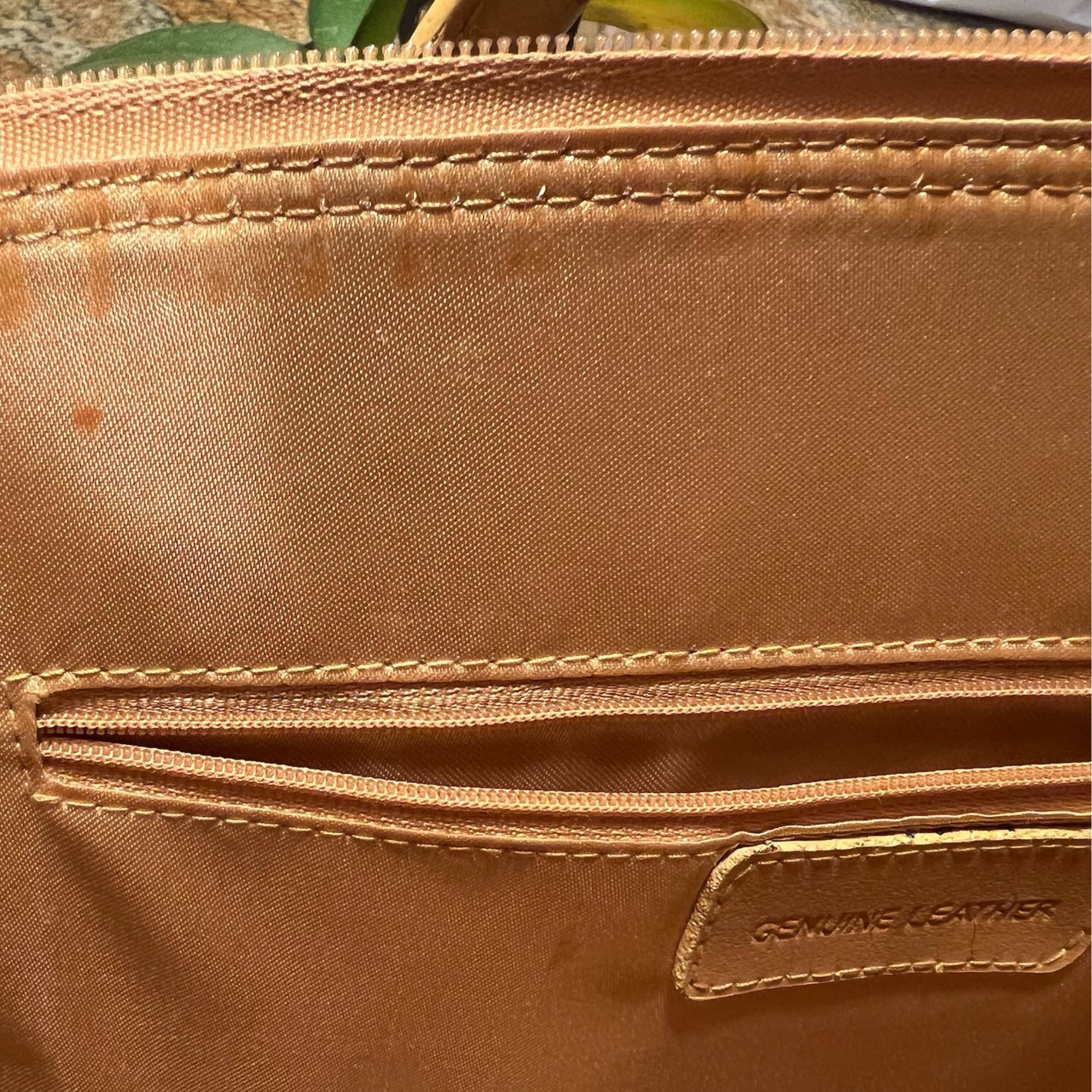 Other Tan Genuine Leather Handbag With Long Straps & Gold-Tone Har Size ONE SIZE - 6 Thumbnail