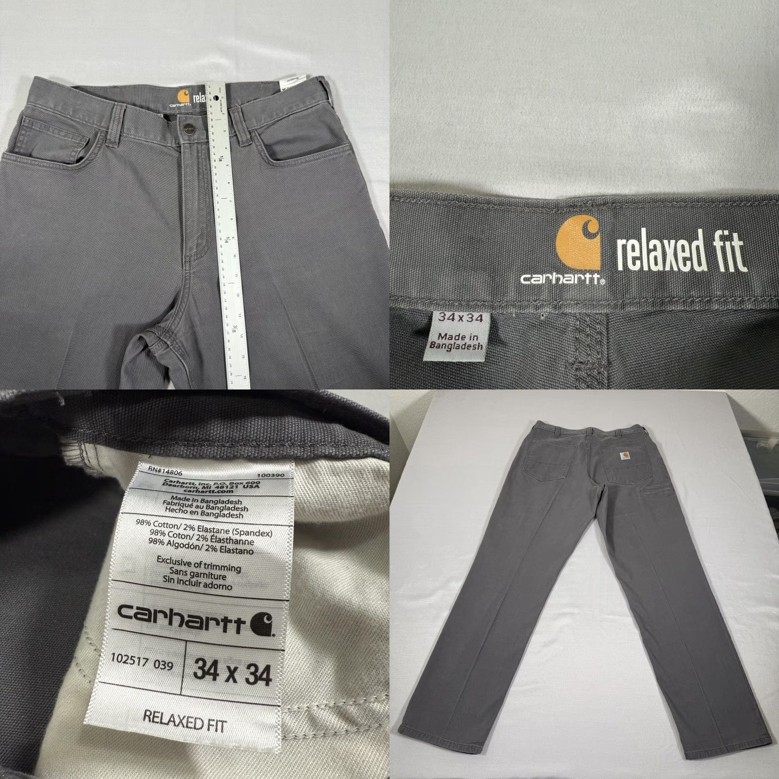 Carhartt Carhartt Pants Mens 34x34 Gray Canvas Carpenter Relaxed Fit Stretch Work Size US 34 / EU 50 - 8 Thumbnail