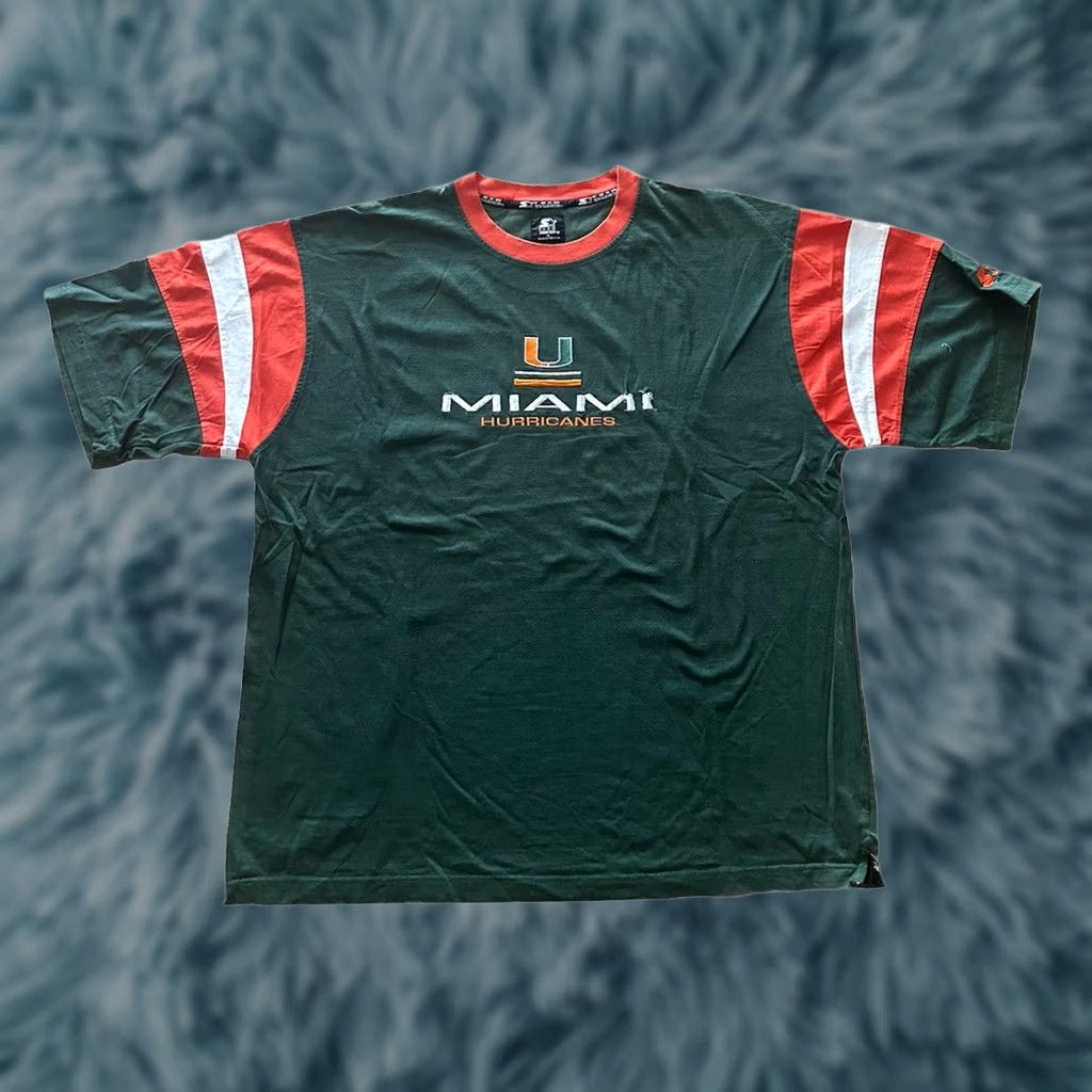Starter Vintage 90s Starter Miami Hurricanes Embroidered Logo Green XL Shirt Size US XL / EU 56 / 4 - 1 Thumbnail