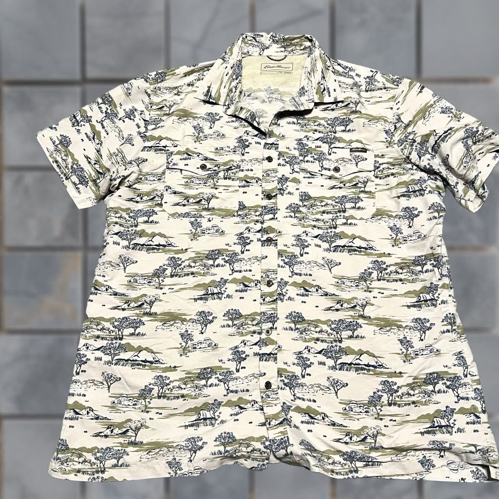 Eddie Bauer Eddie Bauer Shirt Mens XL Tall Outdoor Performance Fishing Tree All Over Print Size US XL / EU 56 / 4 - 1 Thumbnail