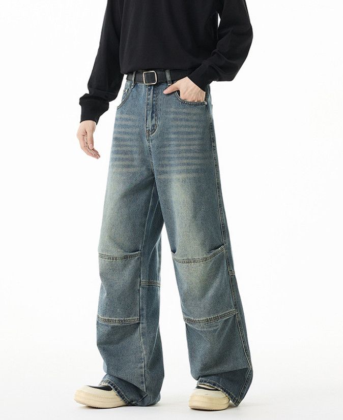 Japanese Brand American retro hip-hop washed workwear patchwork jeans Size US 32 / EU 48 - 3 Thumbnail