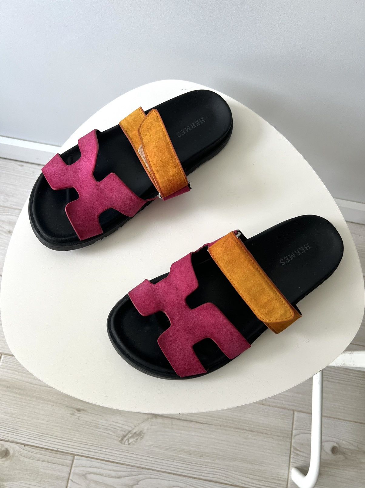 Hermes Hermes Pink Suede Chypre Flat Slides Size 40 RRP 1700$ Size US 10 / IT 40 - 2 Thumbnail