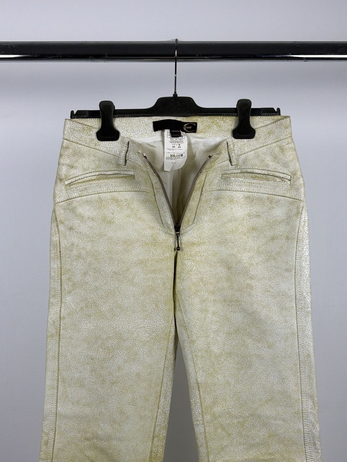 Roberto Cavalli Roberto Cavalli 2000’s Cracked Leather Flared Biker Pants Size 27" / US 4 / IT 40 - 14 Thumbnail