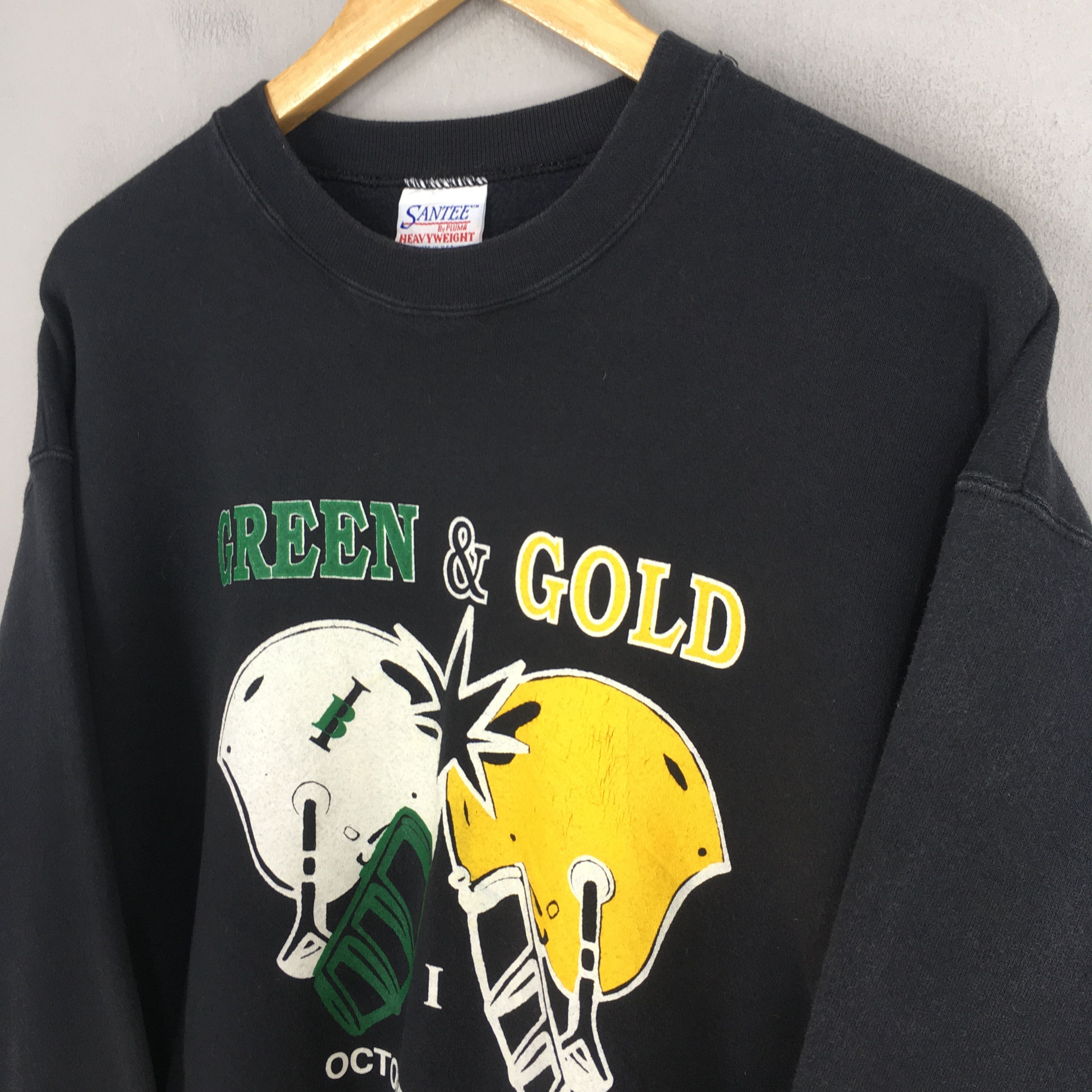 NFL × Vintage Vintage 90s Green Vs Gold Football NFL Sweatshirt Large Size US L / EU 52-54 / 3 - 3 Thumbnail