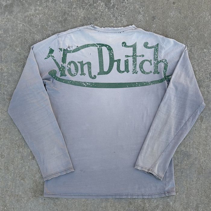 Vintage Von Dutch Y2k Faded Thrashed Long Sleeve Size M Fits Large