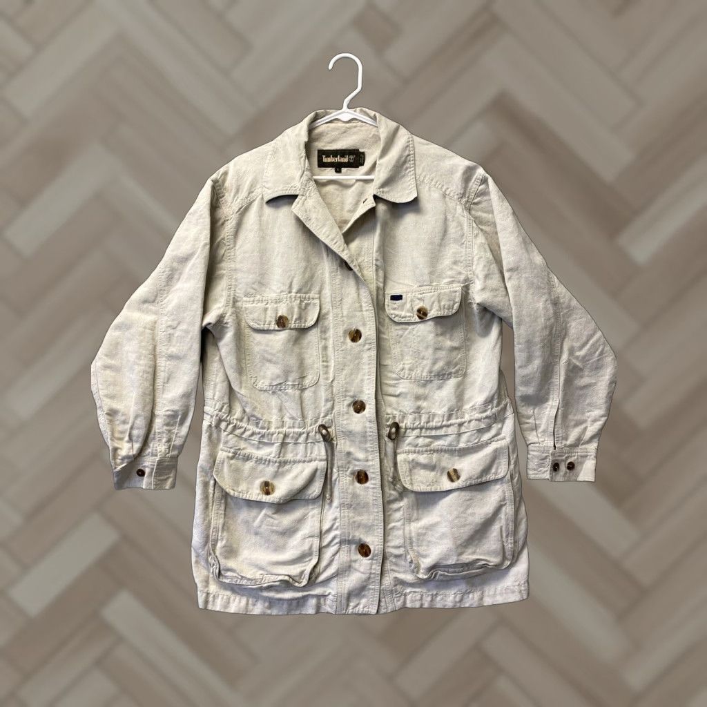 Timberland VINTAGE Timberland Women's Jacket Casual Outdoors Large Beige Cotton Blend 90s Outdoor Fall Winter Size L / US 10 / IT 46 - 1 Thumbnail