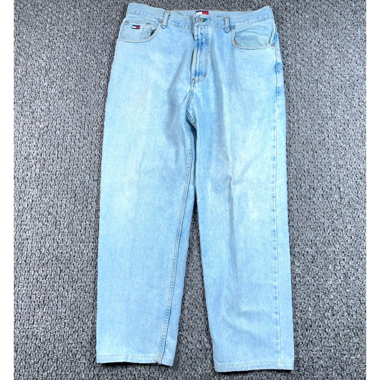 Tommy Hilfiger Vintage Tommy Hilfiger Jeans Men's 36x28 Tapered Relaxed Fit 90s Light Blue Denim Size US 36 / EU 52 - 2 Thumbnail
