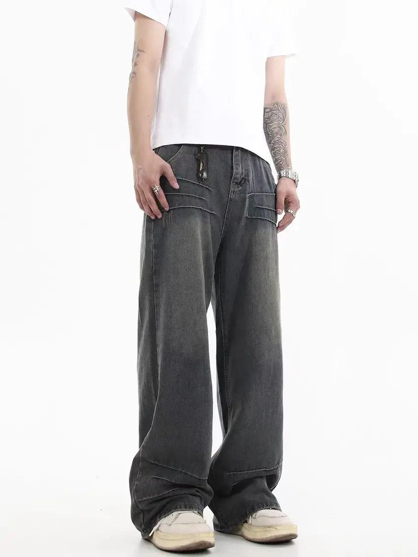 Designer × Japanese Brand Split design straight leg vintage baggy jeans Size US 31 - 3 Thumbnail
