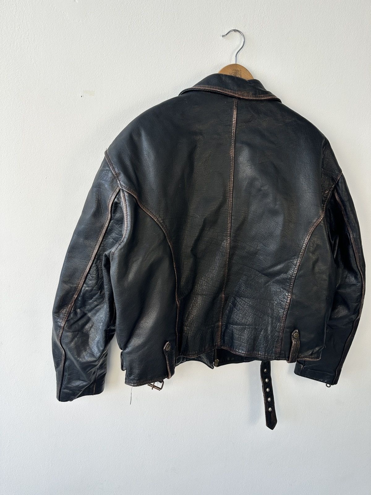 Leather RARE Newport World Cup 1994 Leather Biker Jacket Distressed Size US XL / EU 56 / 4 - 18 Thumbnail
