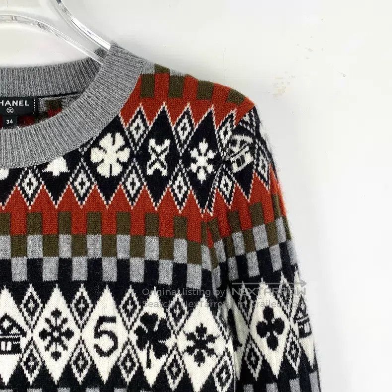 Chanel Chanel Color-blocked geometric pattern inlaid cashmere rou Size XXS / US 00 / IT 34 - 3 Thumbnail