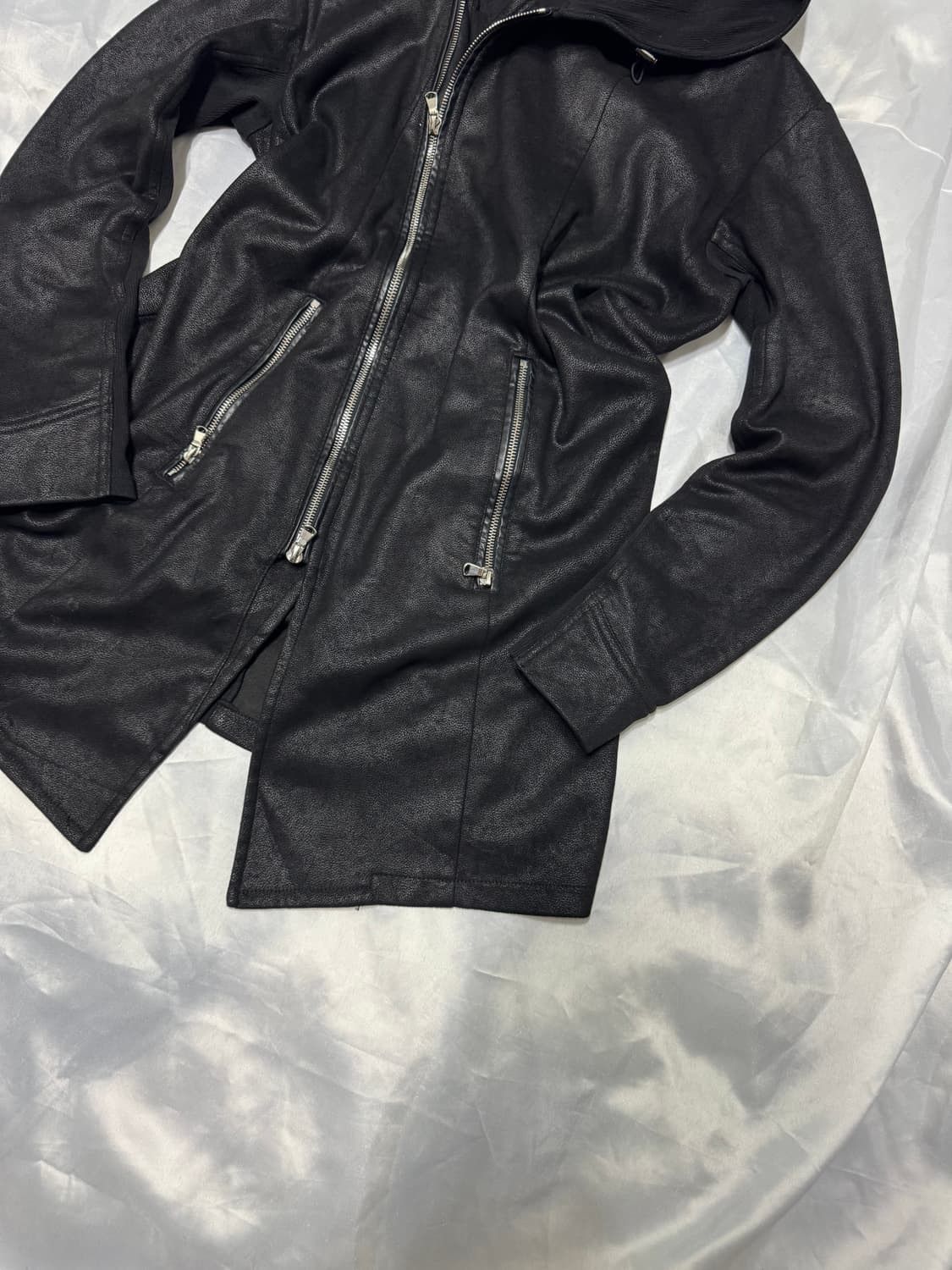 Tornado Mart Rare Johnny Wolf Asymmetrical Wax Zipper Hoodie Size US M / EU 48-50 / 2 - 4 Thumbnail
