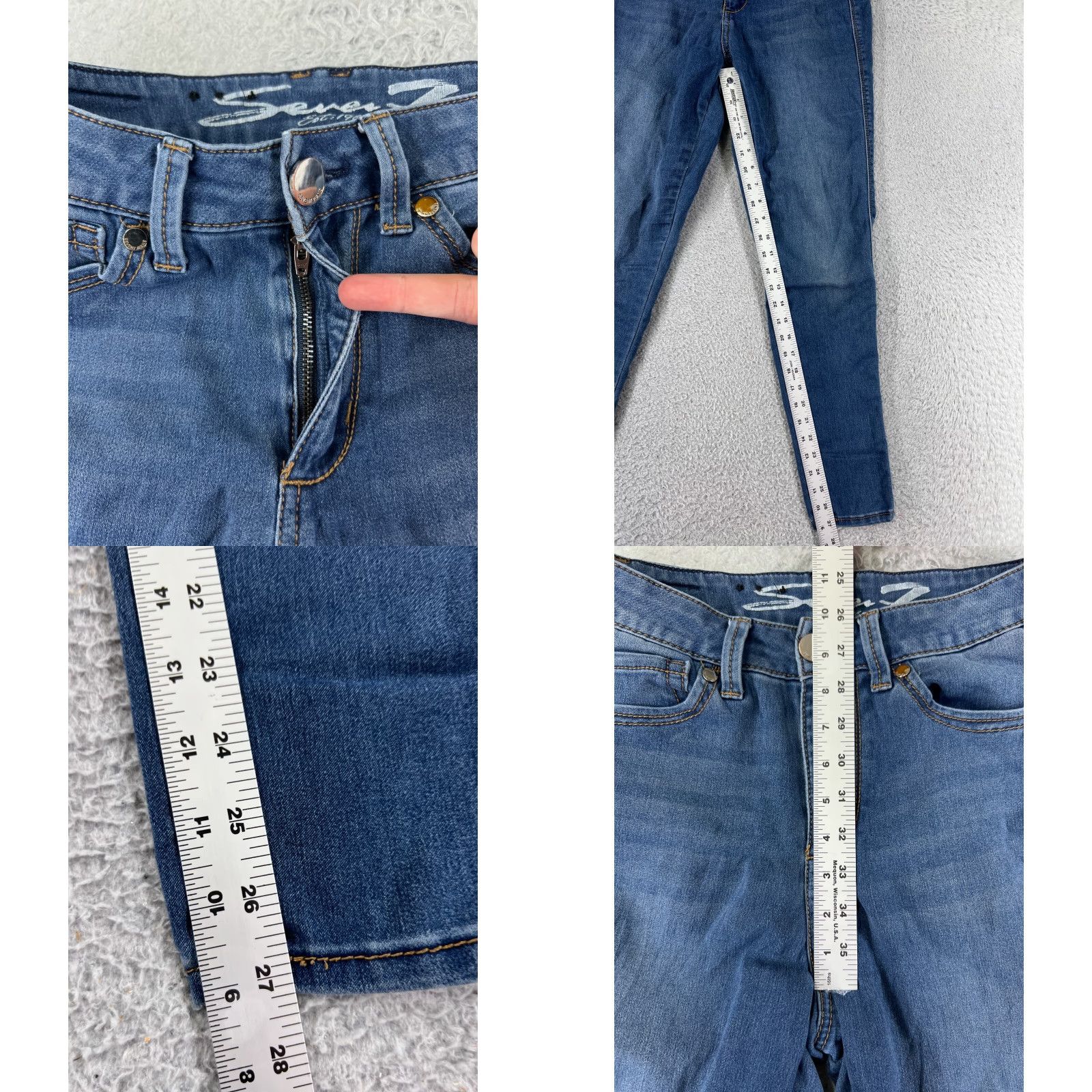Vintage Seven7 Women's Skinny Jeans 6 Blue Denim High Rise Embroidered Cotton Blend Casual Pullover Pants Size 28" / US 6 / IT 42 - 8 Thumbnail