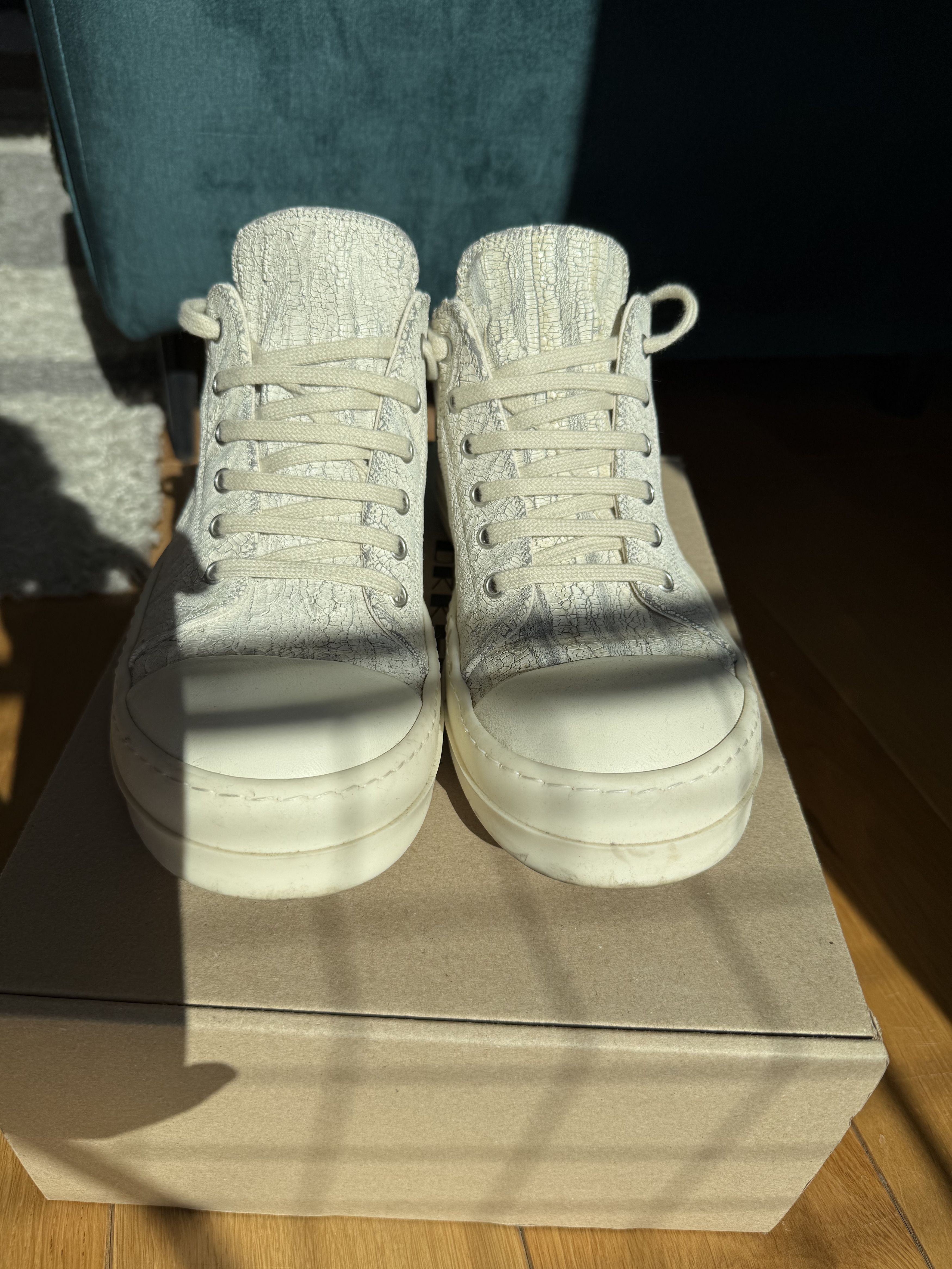 Rick Owens Drkshdw Rick Owens DRKSHDW Hollywood Low 'Milk Cracked Leather' Size US 9 / EU 42 - 2 Thumbnail
