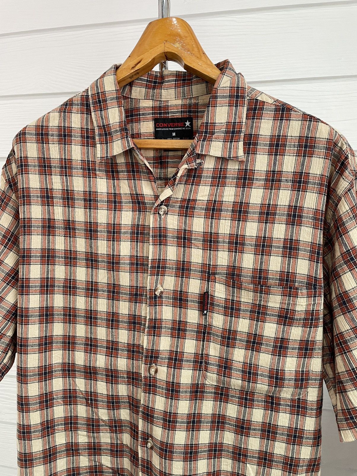 Converse × Japanese Brand × Vintage VINTAGE CONVERSE FLANNEL BUTTON UP SHORT SLEEVE SHIRT Size US XL / EU 56 / 4 - 3 Thumbnail