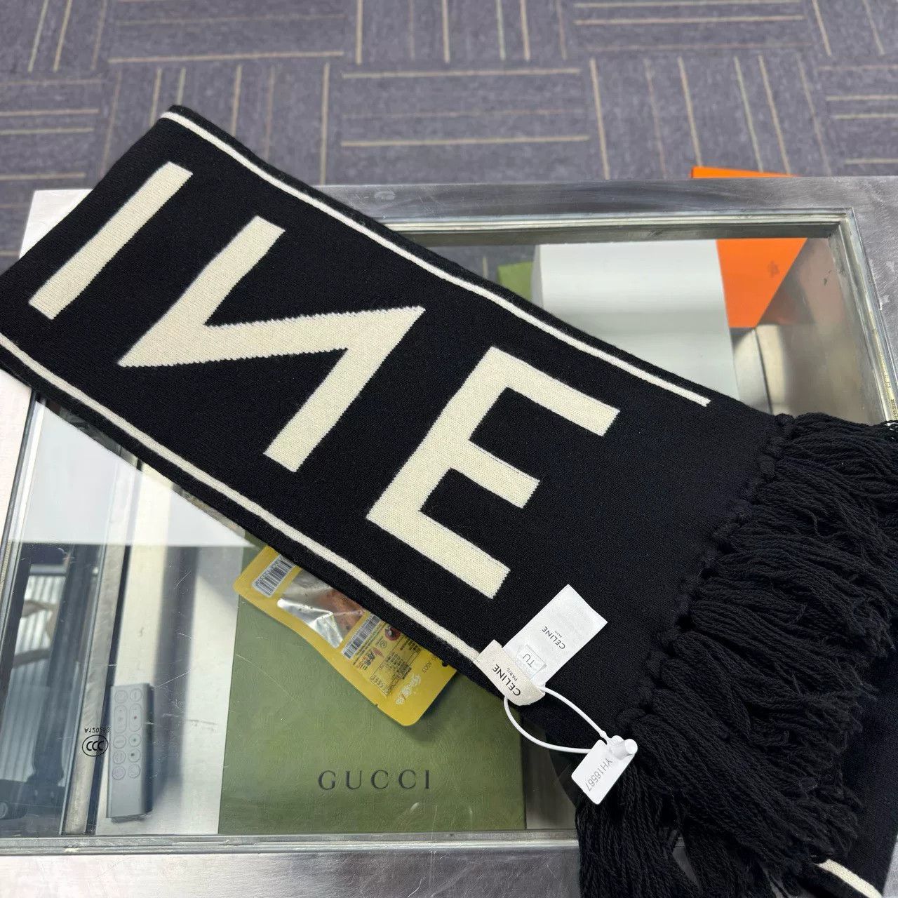 Celine CELINE Black Wool Fringe Scarf Size ONE SIZE - 1 Thumbnail