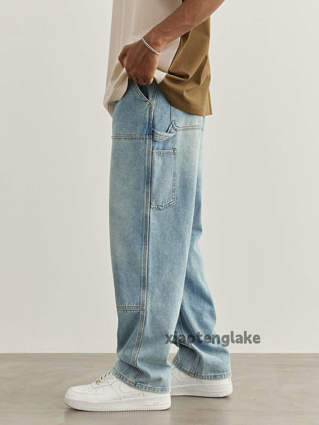 Jean × Vintage washed faded loose baggy carpenter workwear jeans Size US 34 / EU 50 - 6 Thumbnail