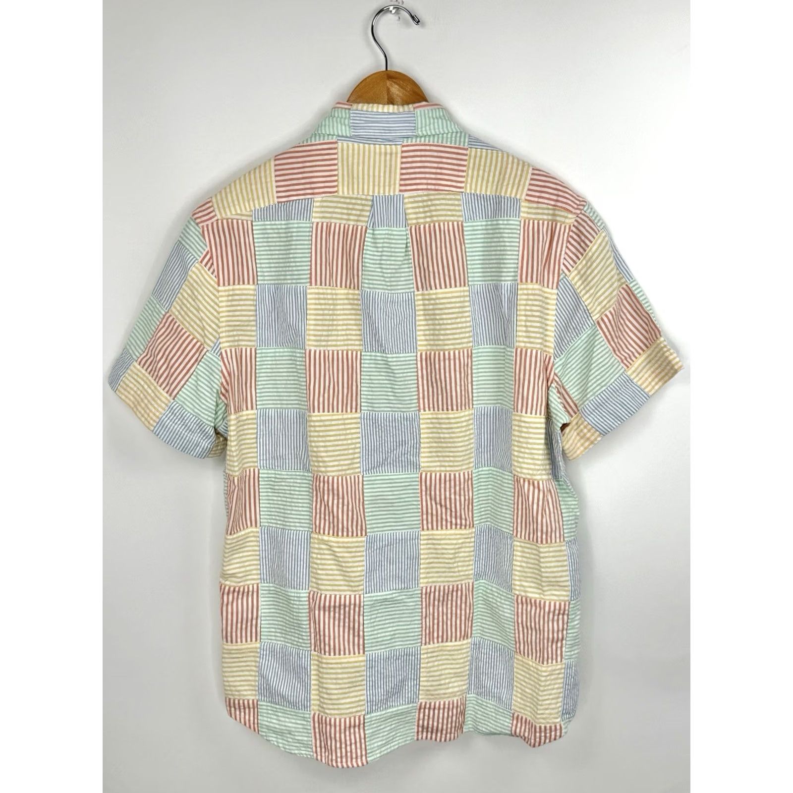 J.Crew J.CREW Seersucker Shirt Mens L Slim Plaid Patchwork Short Sleeve Button Down Size US L / EU 52-54 / 3 - 8 Thumbnail