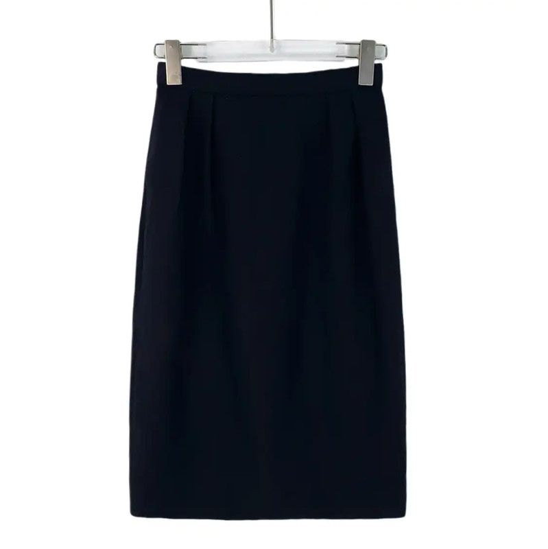 Dior Women's Navy Wool Midi Skirt 0089
